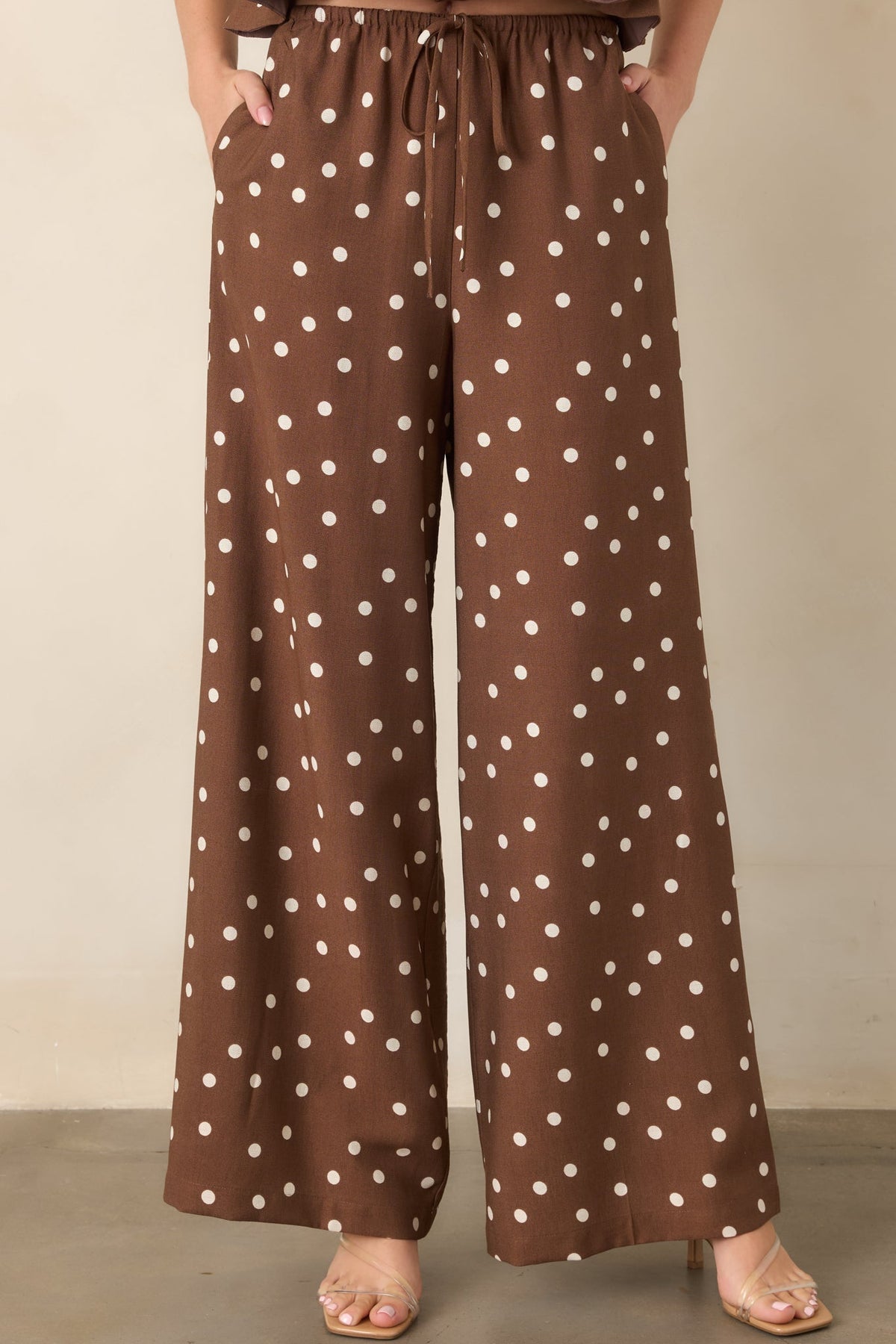 Spotted Together Brown & Ivory Polka Dot Wide Leg Pants