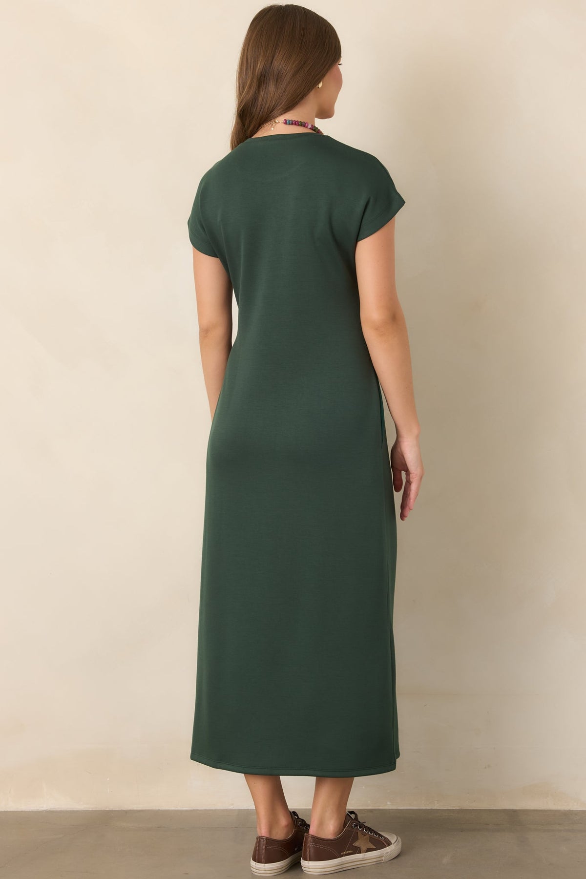 On a Side Note Forest Green Side Tie Maxi Dress