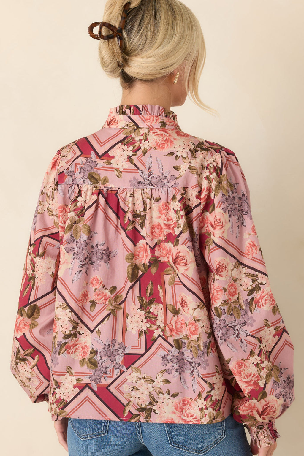 Definitely a Yes Mauve Multi Floral Cotton Blouse