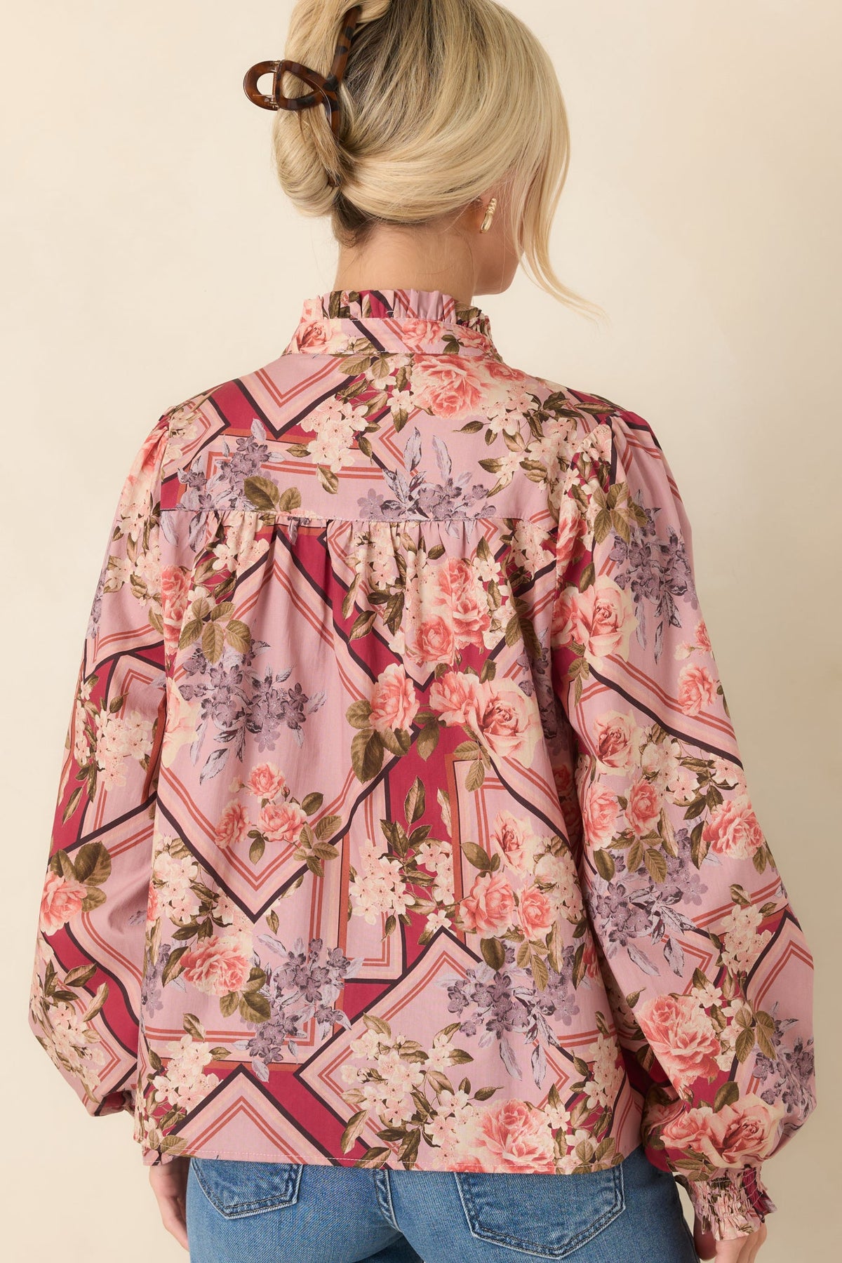 Definitely a Yes Mauve Multi Floral Cotton Blouse
