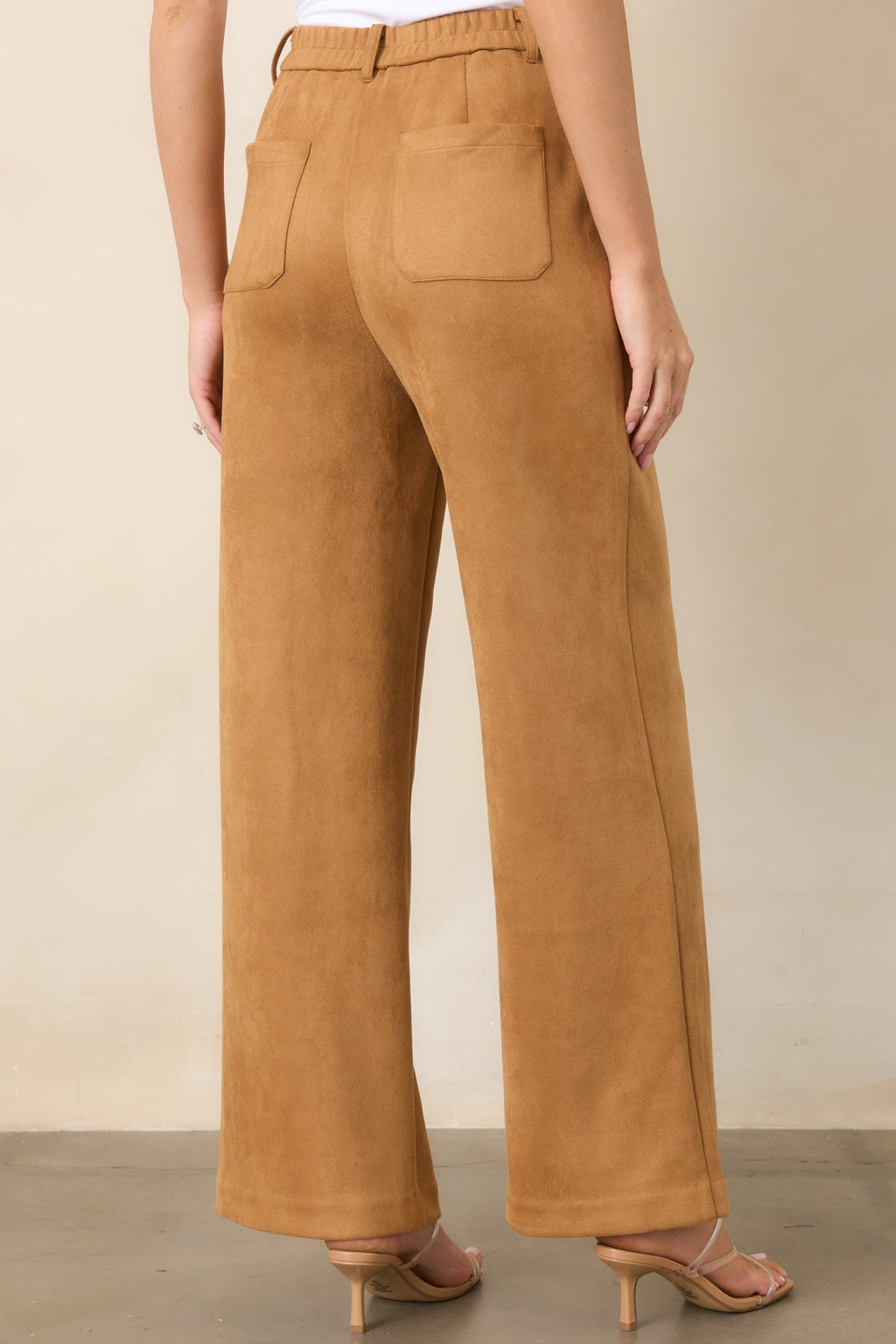 All Part of the Plan Camel Faux Suede Wide Leg Pants