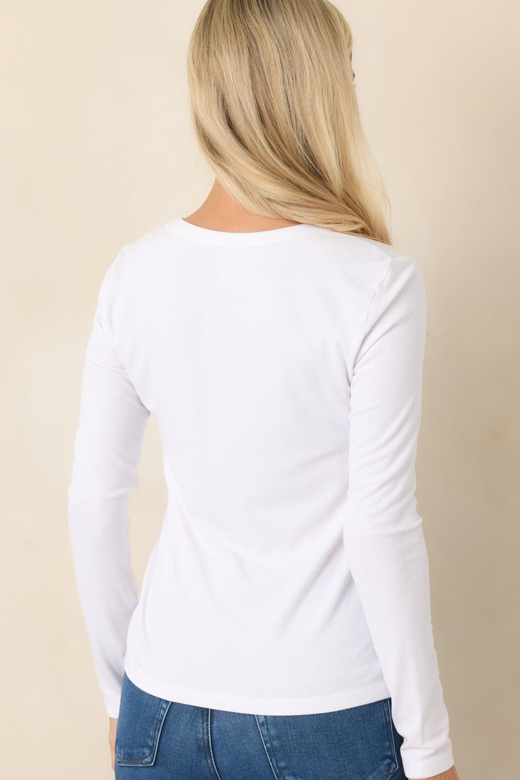 There When You Need It Ivory Ribbed Long Sleeve Tee