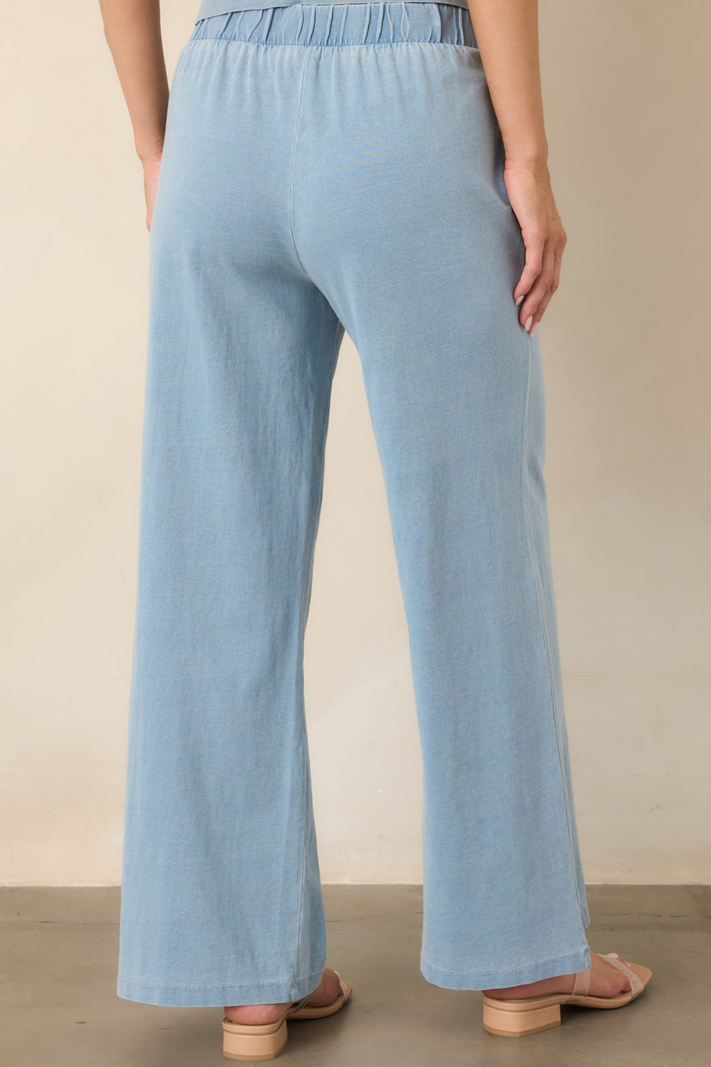 Casual Company Light Denim Blue Cotton Wide Leg Pants