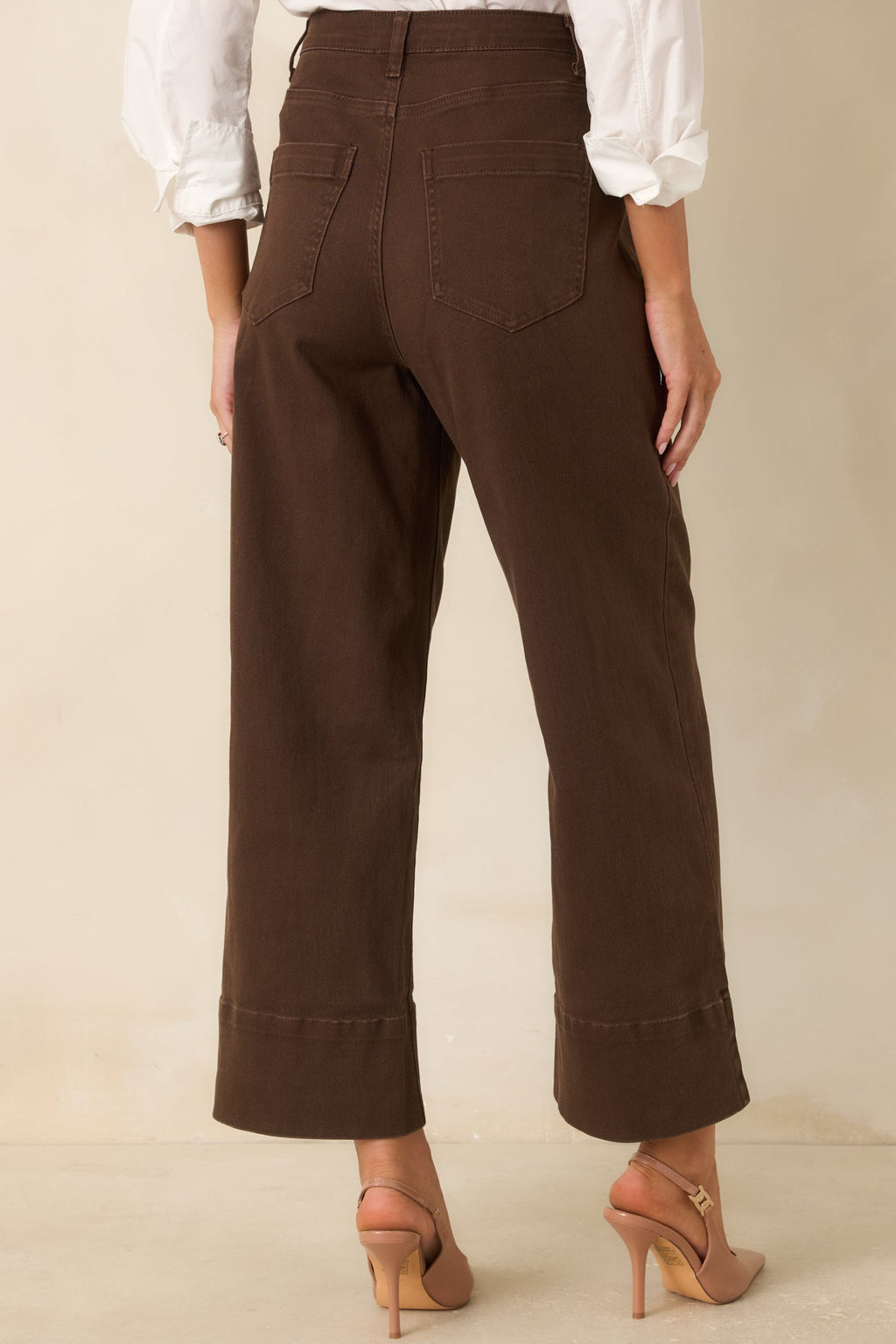 On the List Chocolate Brown Cotton Wide Leg Crop Pants