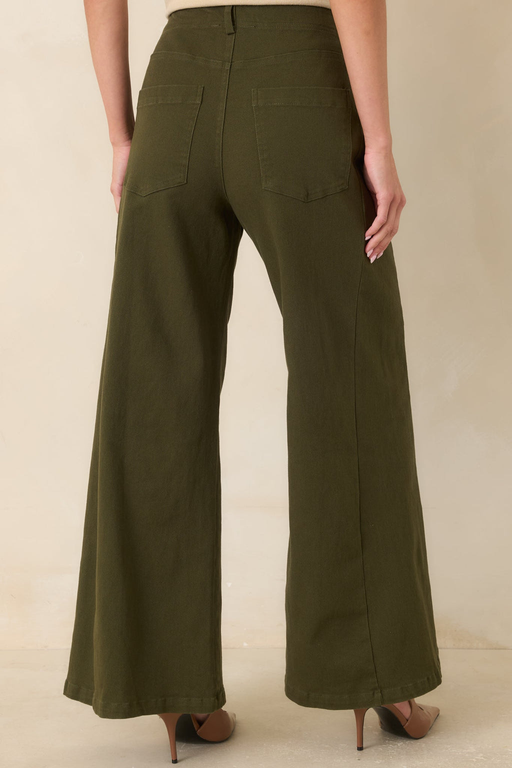 Grounded in Style Olive Green Cotton Wide Leg Pants