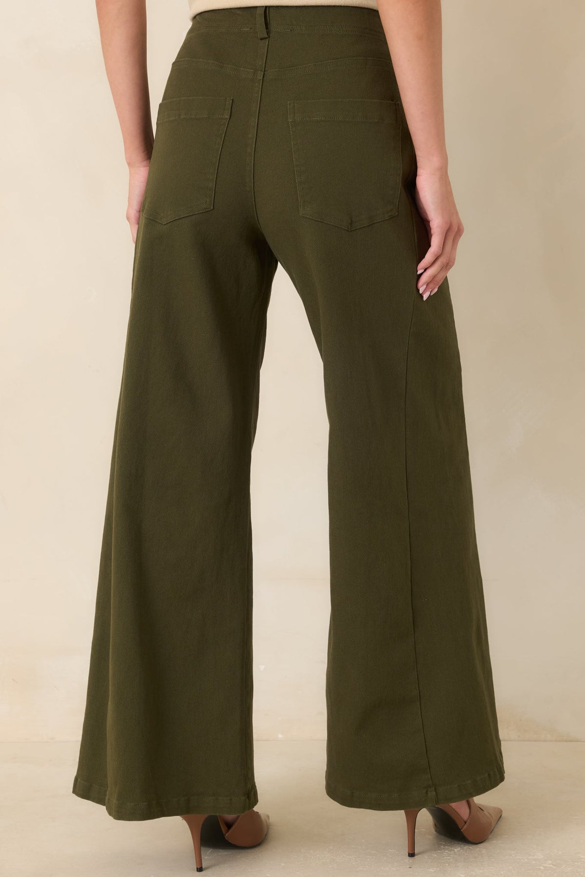 Grounded in Style Olive Green Cotton Wide Leg Pants