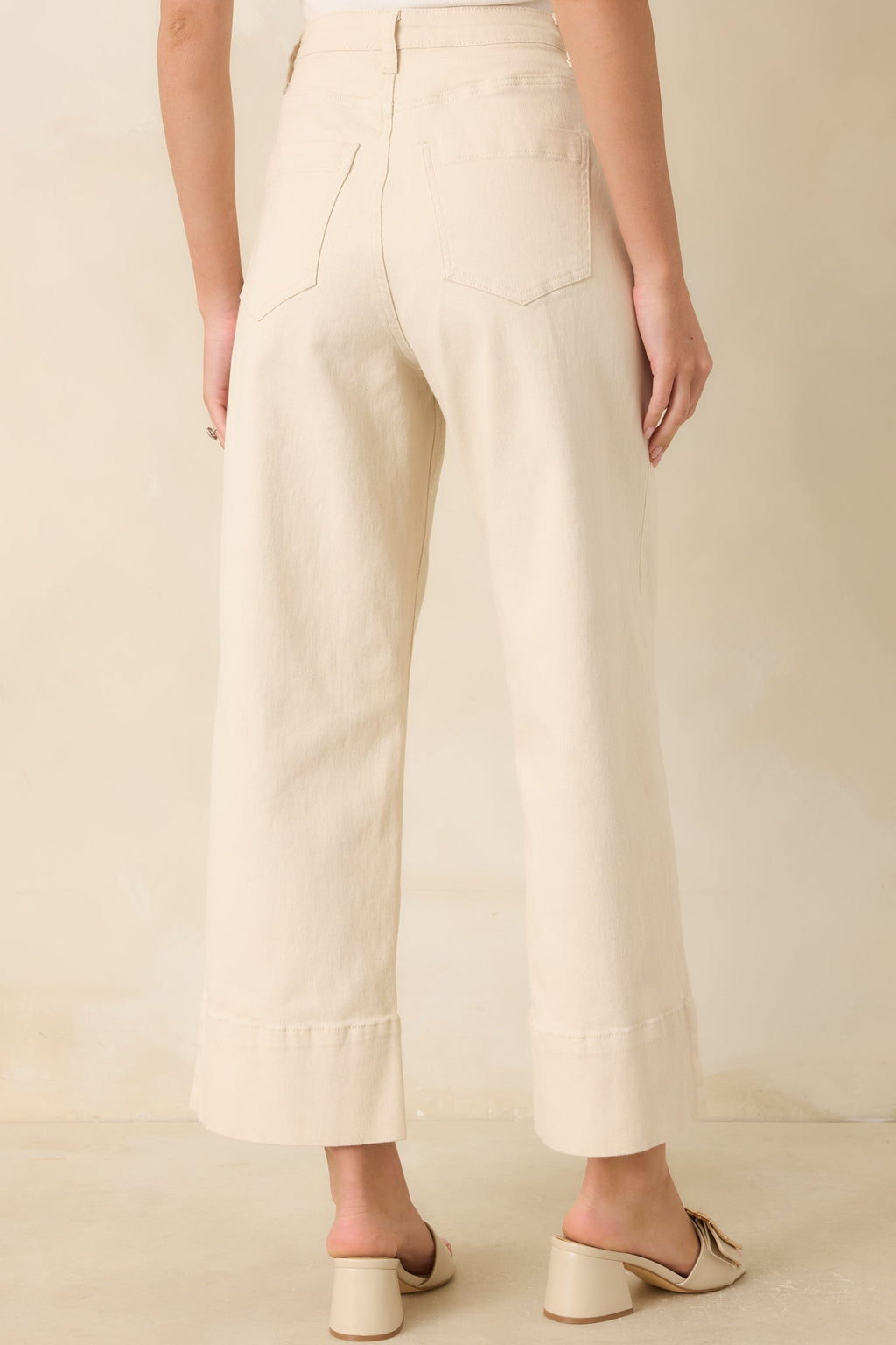 On the List Ivory Cotton Wide Leg Crop Pants