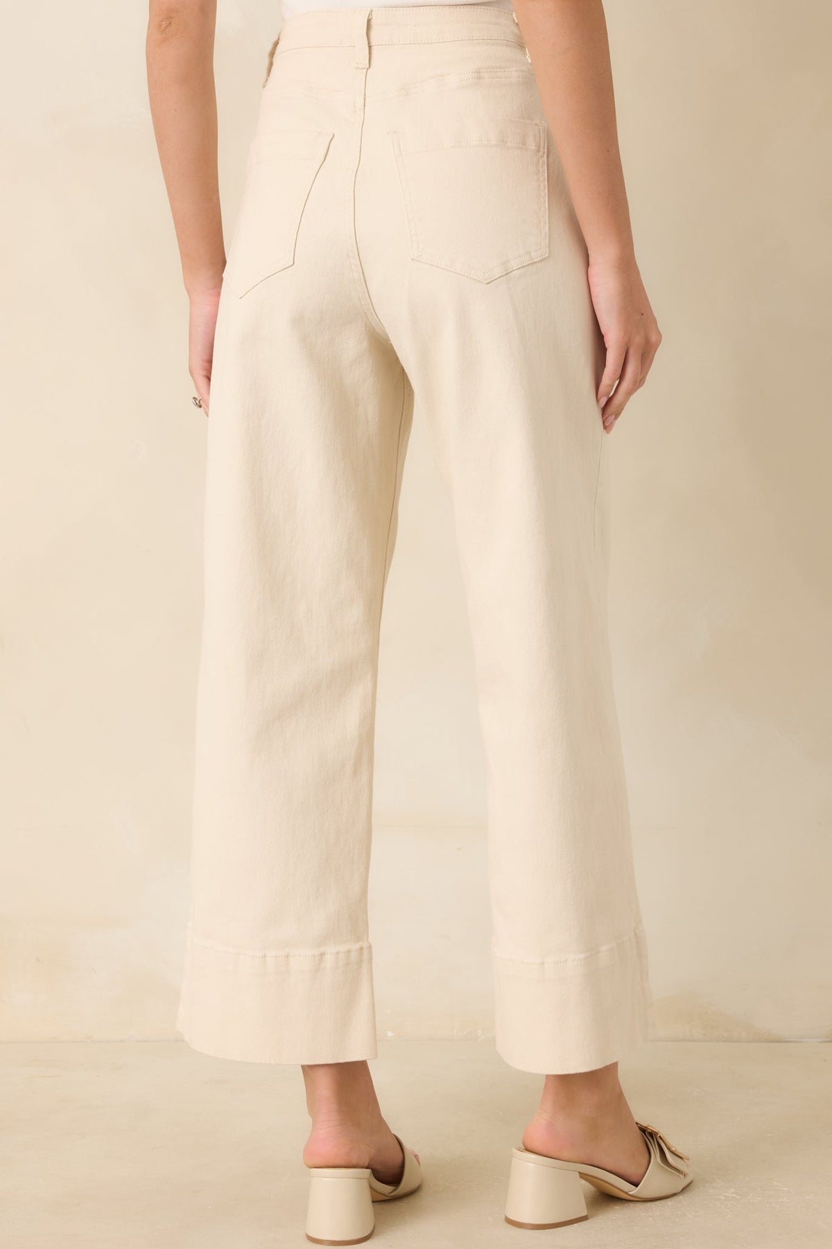 On the List Ivory Cotton Wide Leg Crop Pants