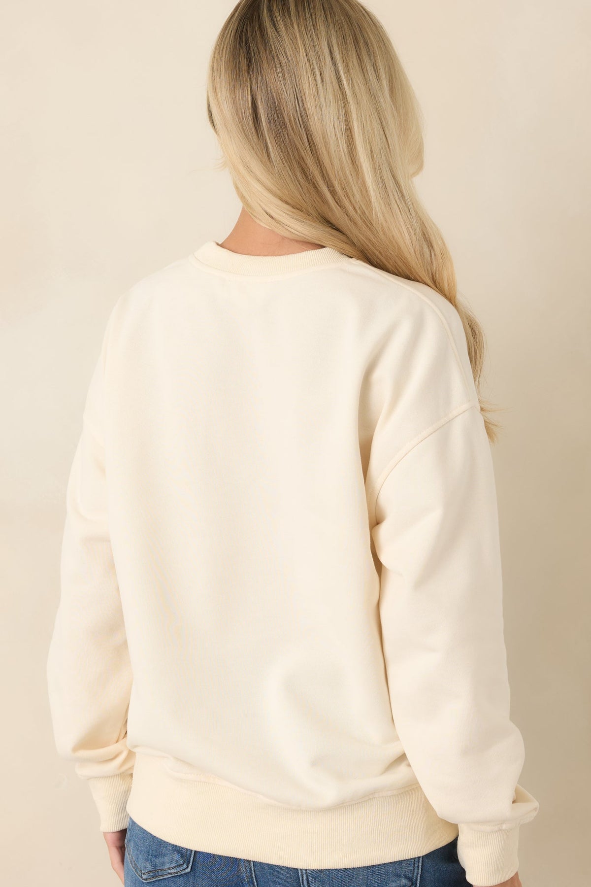 Reading Is My Favorite Sport Ivory Embroidered Cotton Sweatshirt