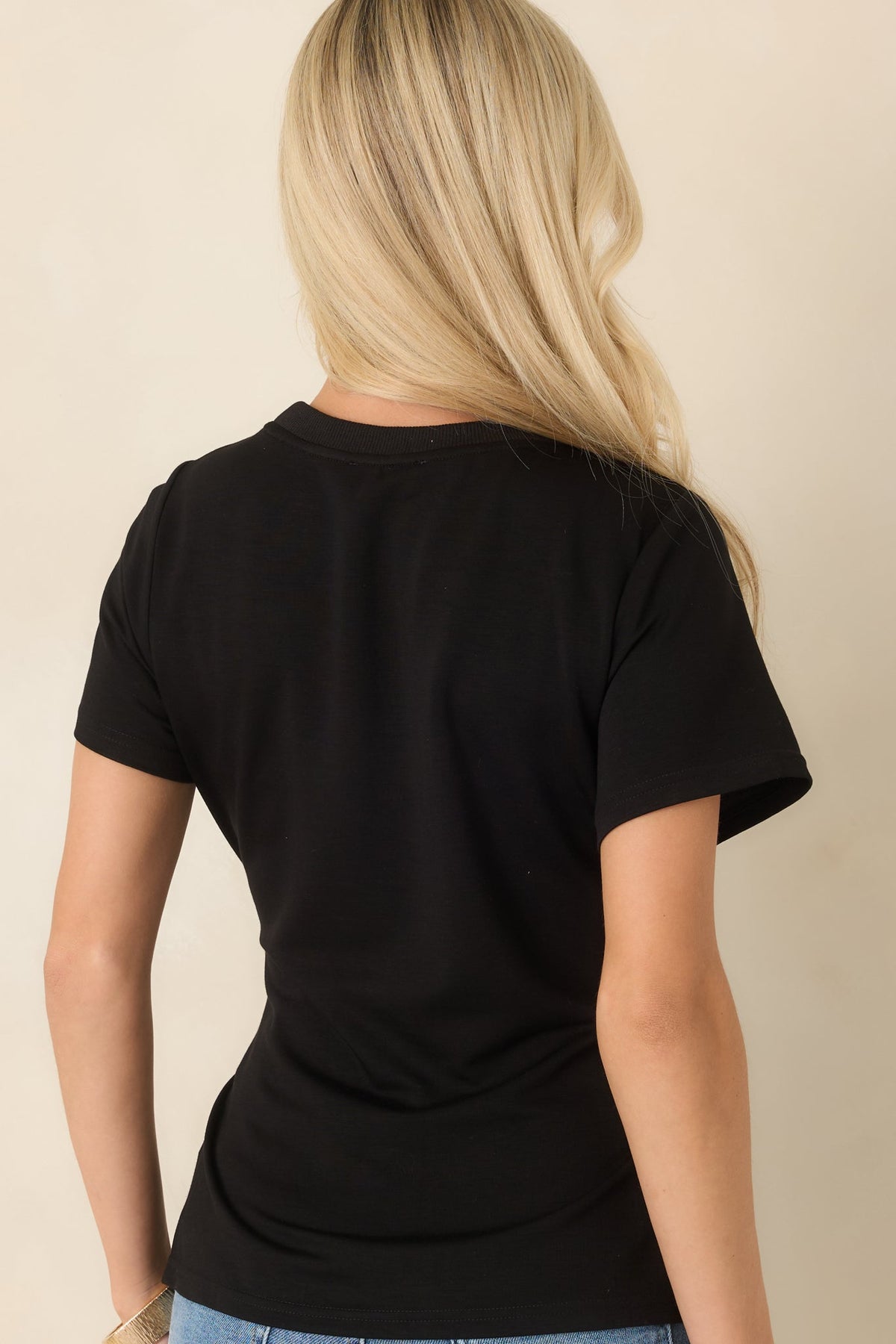 Made the Connection Black Knit Gathered Waist Top