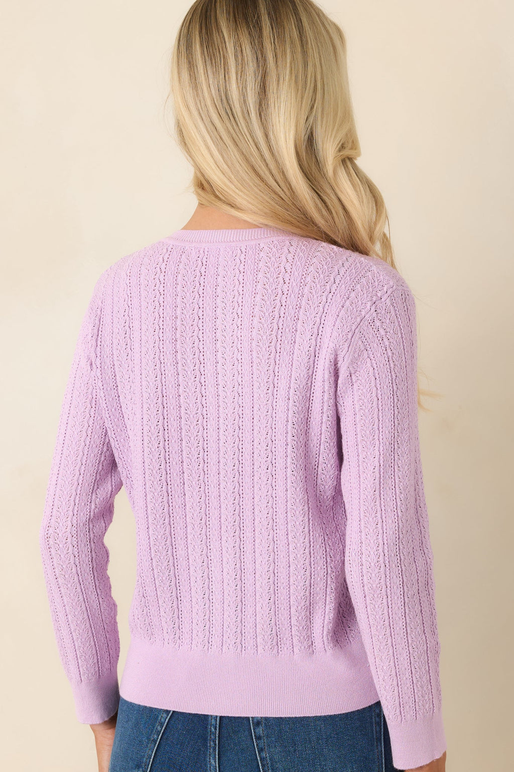 Hello Sunshine Lilac Pointelle Knit Cardigan