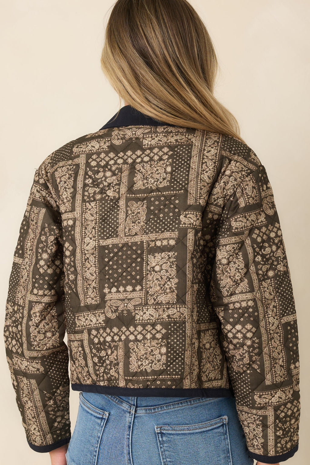 Consider It Covered Moss Green & Ivory Paisley Quilted Jacket