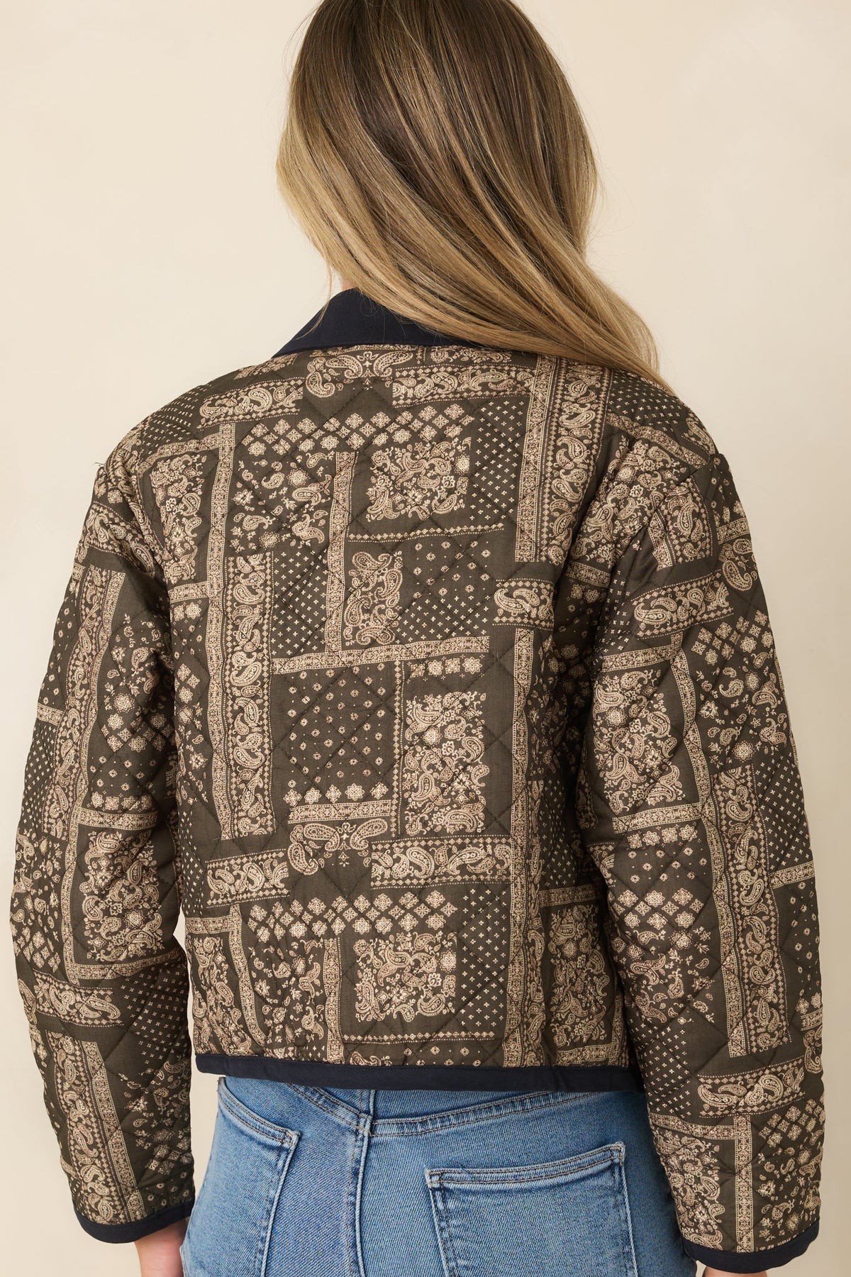 Consider It Covered Moss Green & Ivory Paisley Quilted Jacket