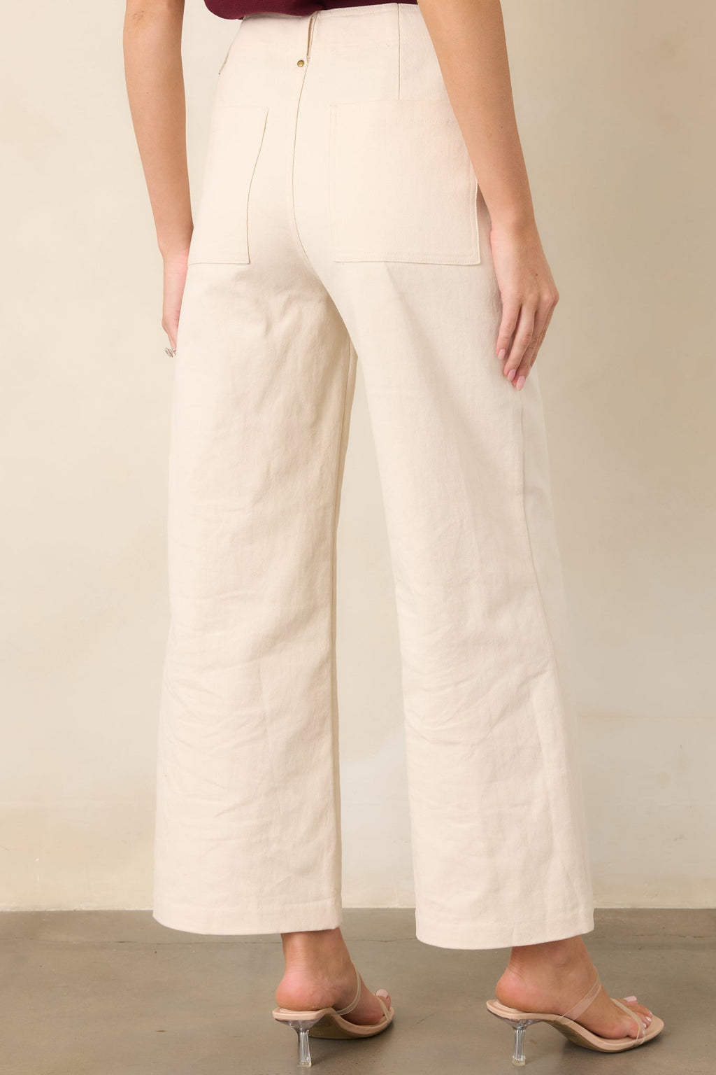 Business & Pleasure Ivory Cotton Wide Leg Cropped Pants