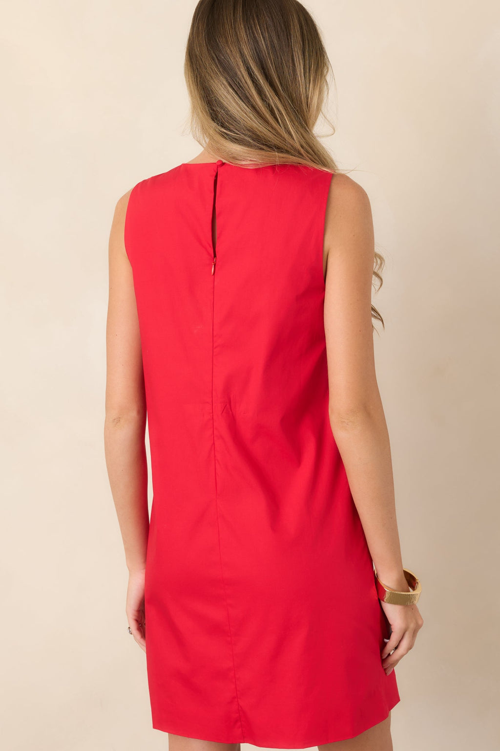 Mod About You Red & Pink Cotton Contrast Scallop Mini Dress