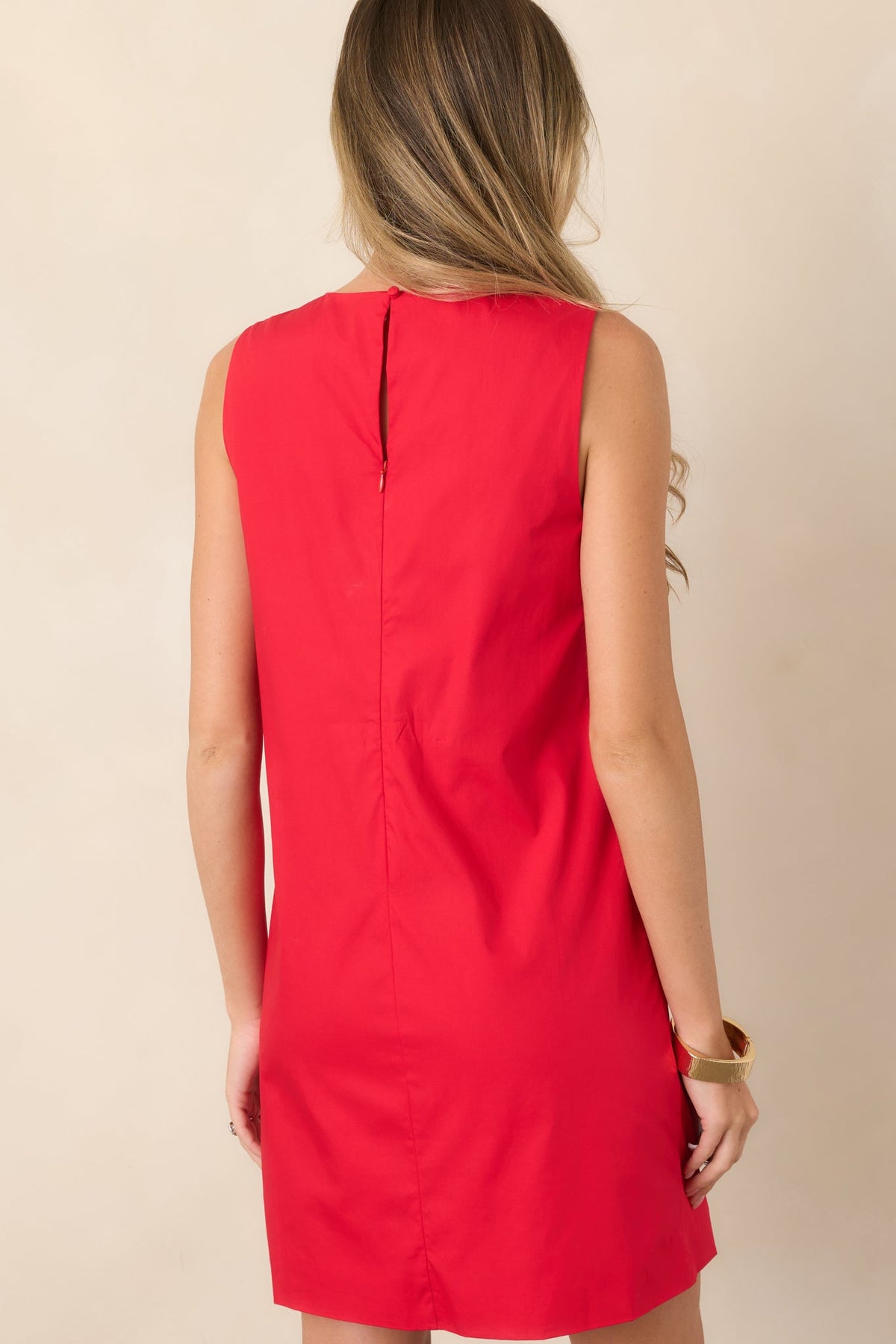 Mod About You Red & Pink Cotton Contrast Scallop Mini Dress