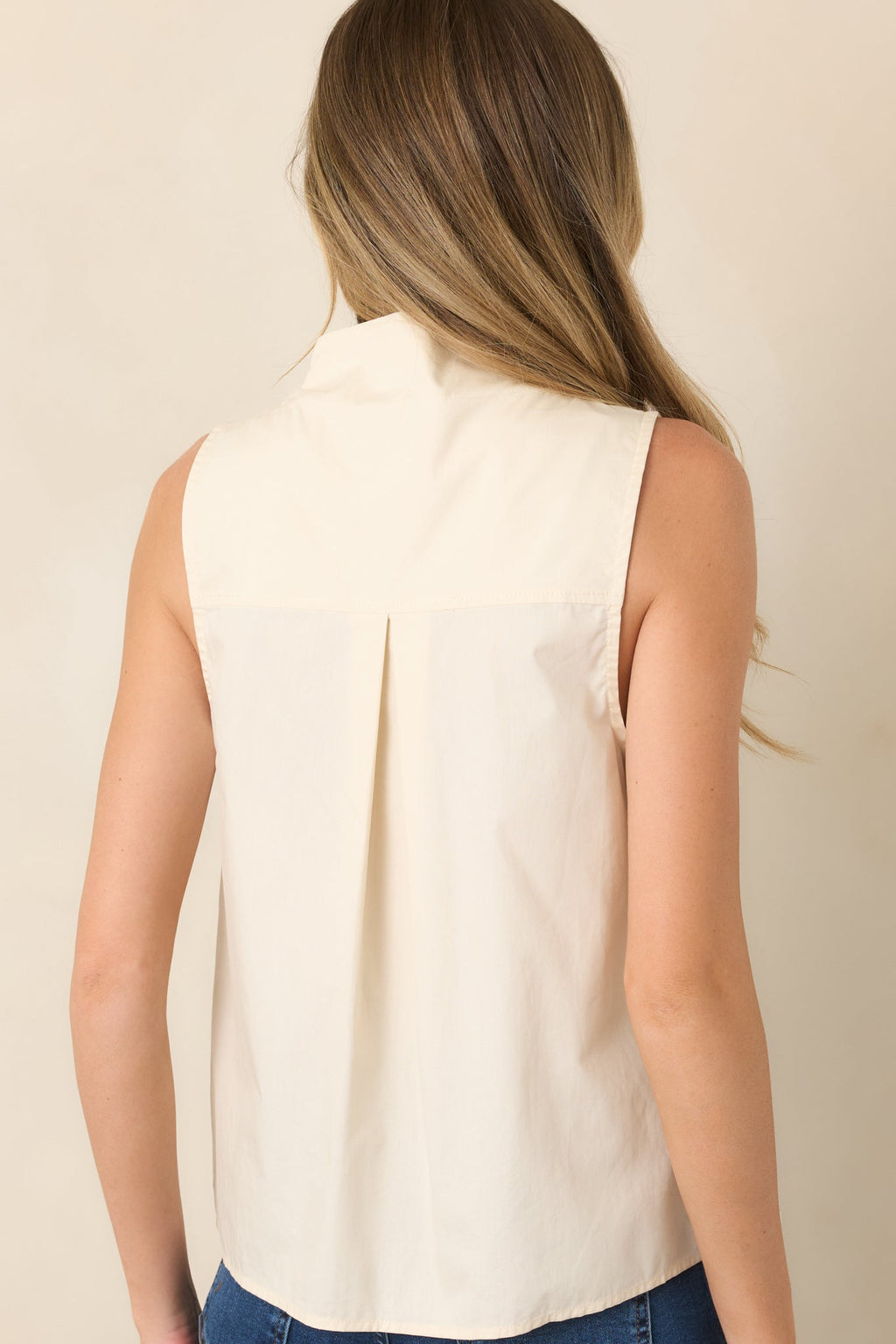Tailored to Perfection Ecru Pintuck Sleeveless Blouse