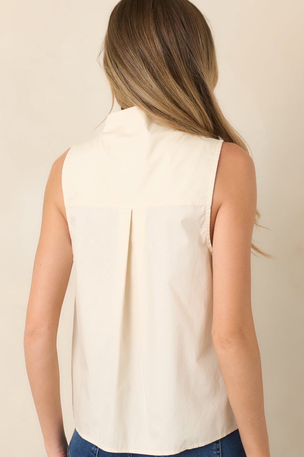 Tailored to Perfection Ecru Pintuck Sleeveless Blouse