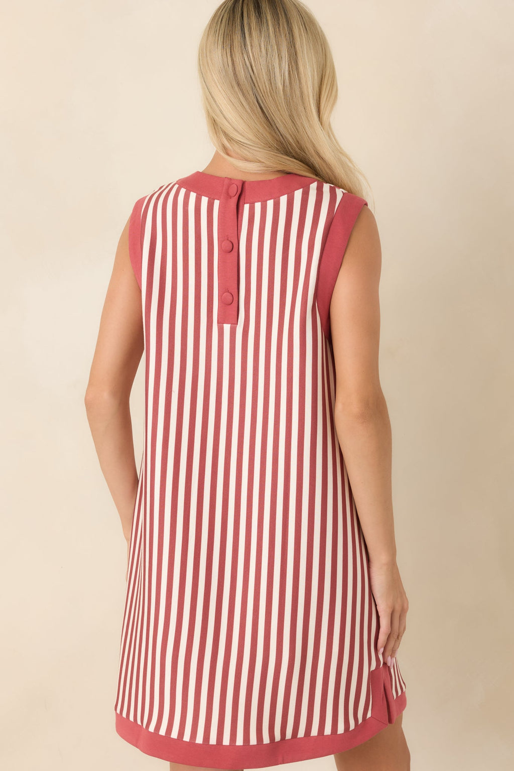 On the Roster Terracotta & Ivory Striped Shift Mini Dress