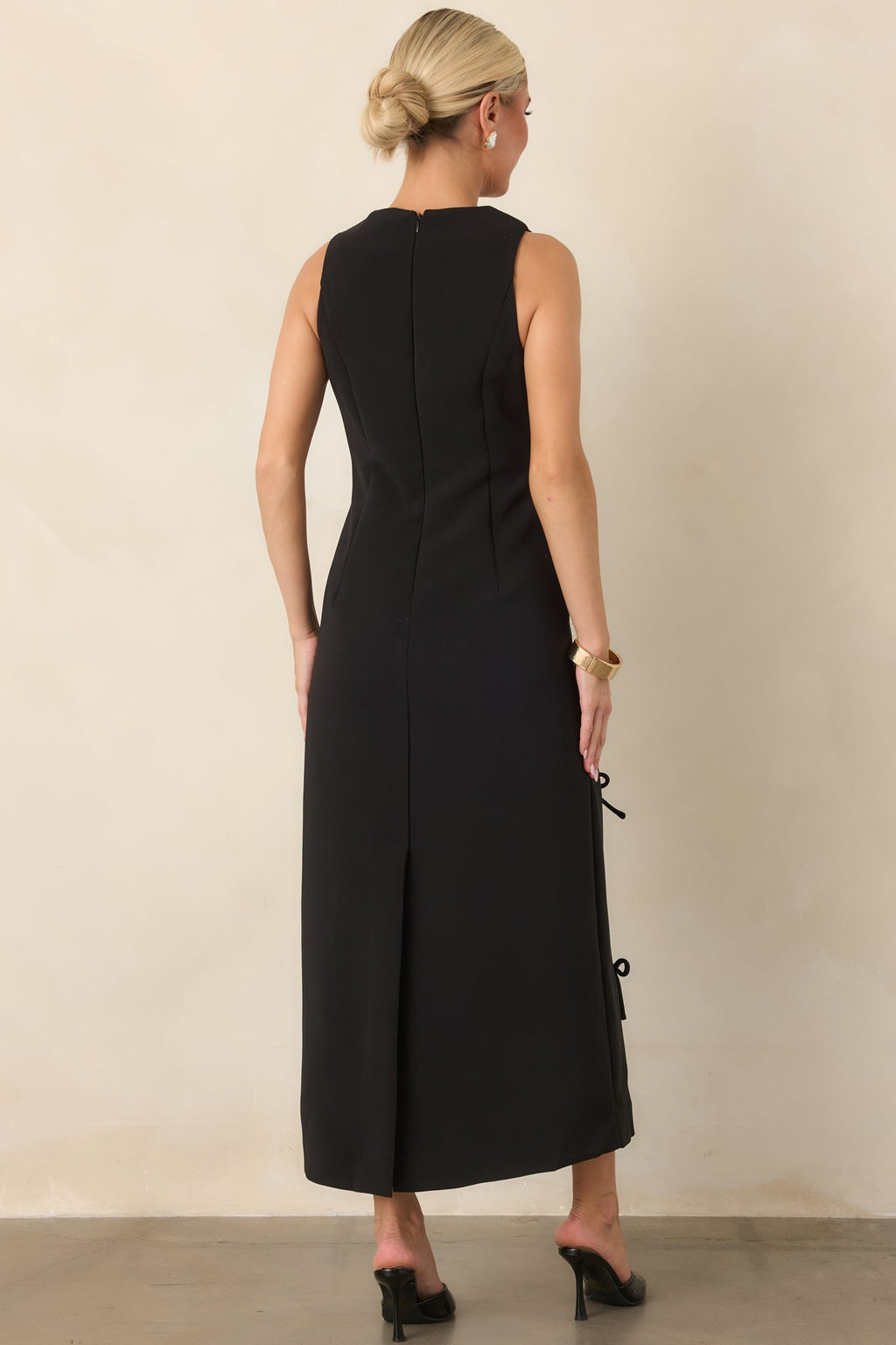 Bow to Toe Black Sleeveless Bow Detail Maxi Dress