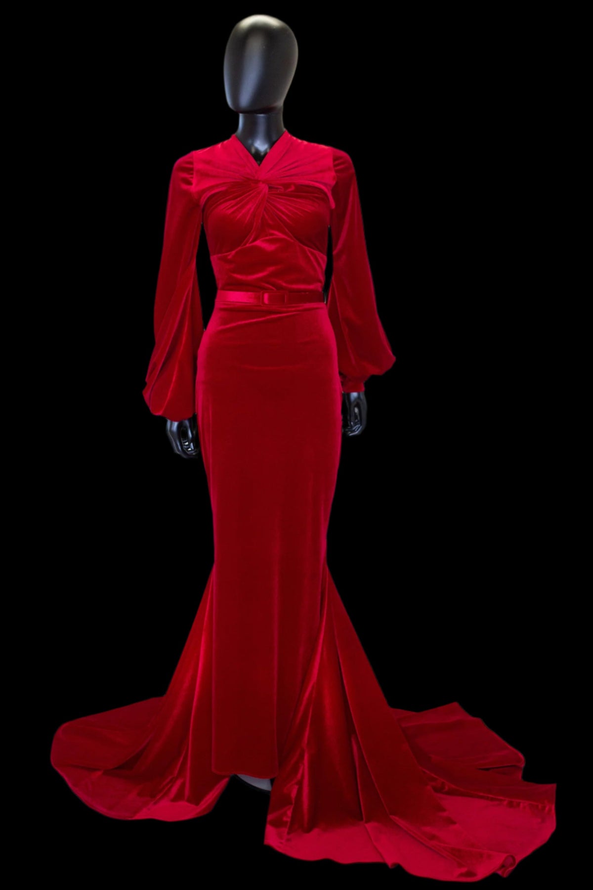 Myrna - Red Velvet Old Hollywood Gown