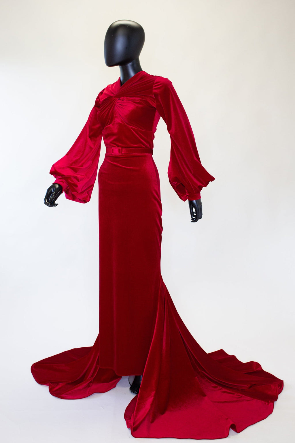 Myrna - Red Velvet Old Hollywood Gown