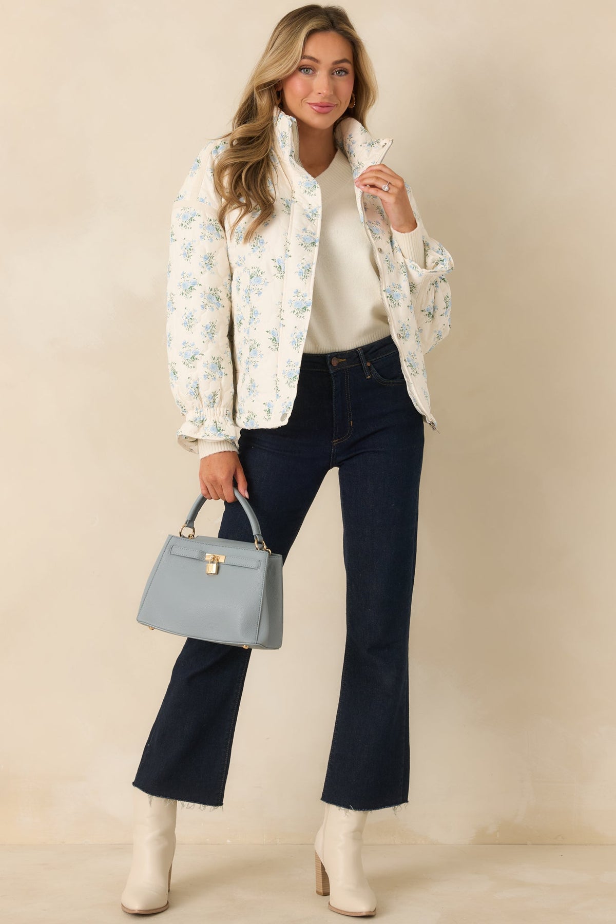 Simply Yours Ivory Multi Floral Pattern Quilted Jacket