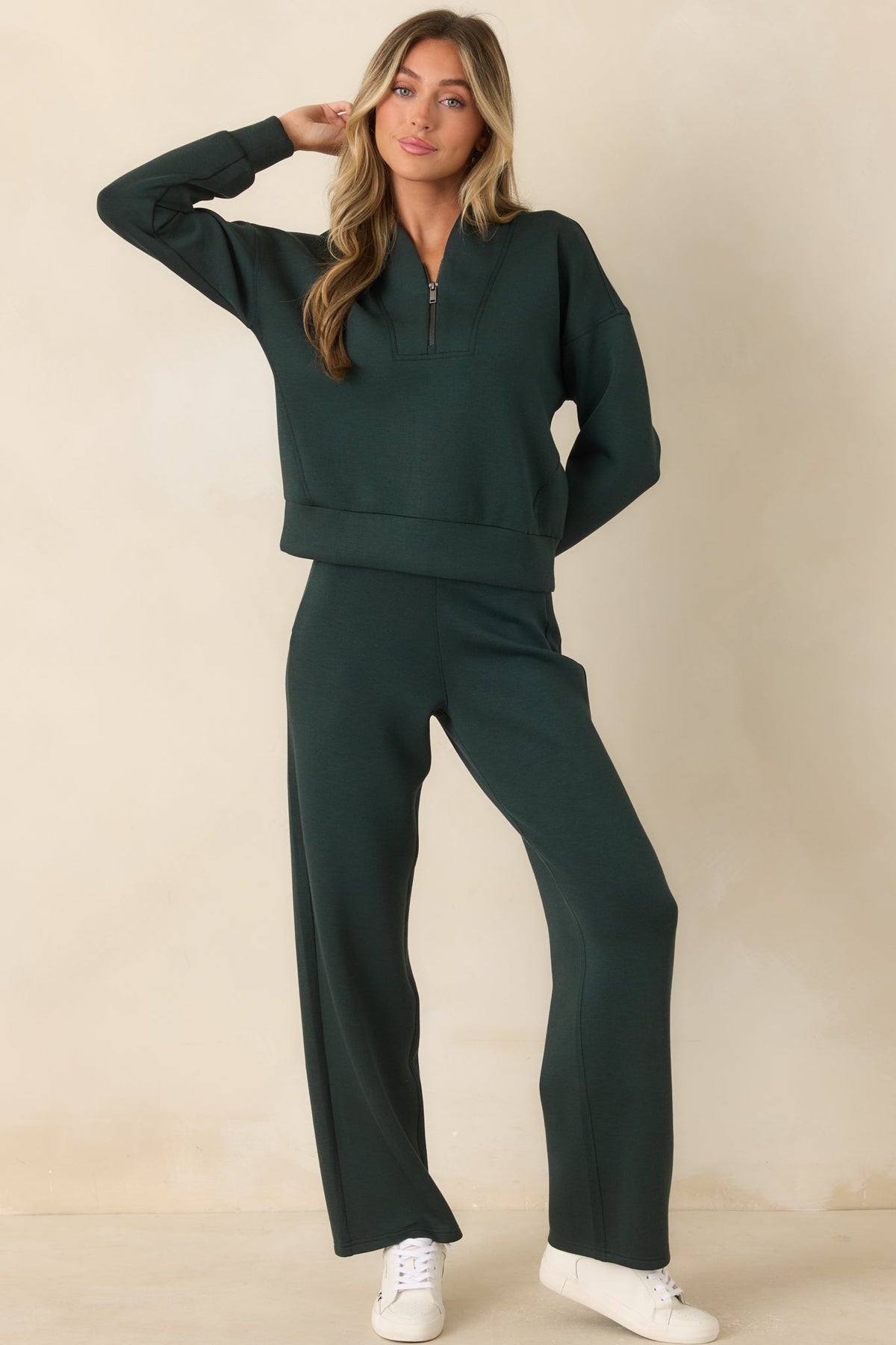 SPANX AirEssentials® Night Forest Heather Shawl Collar Half Zip Pullover