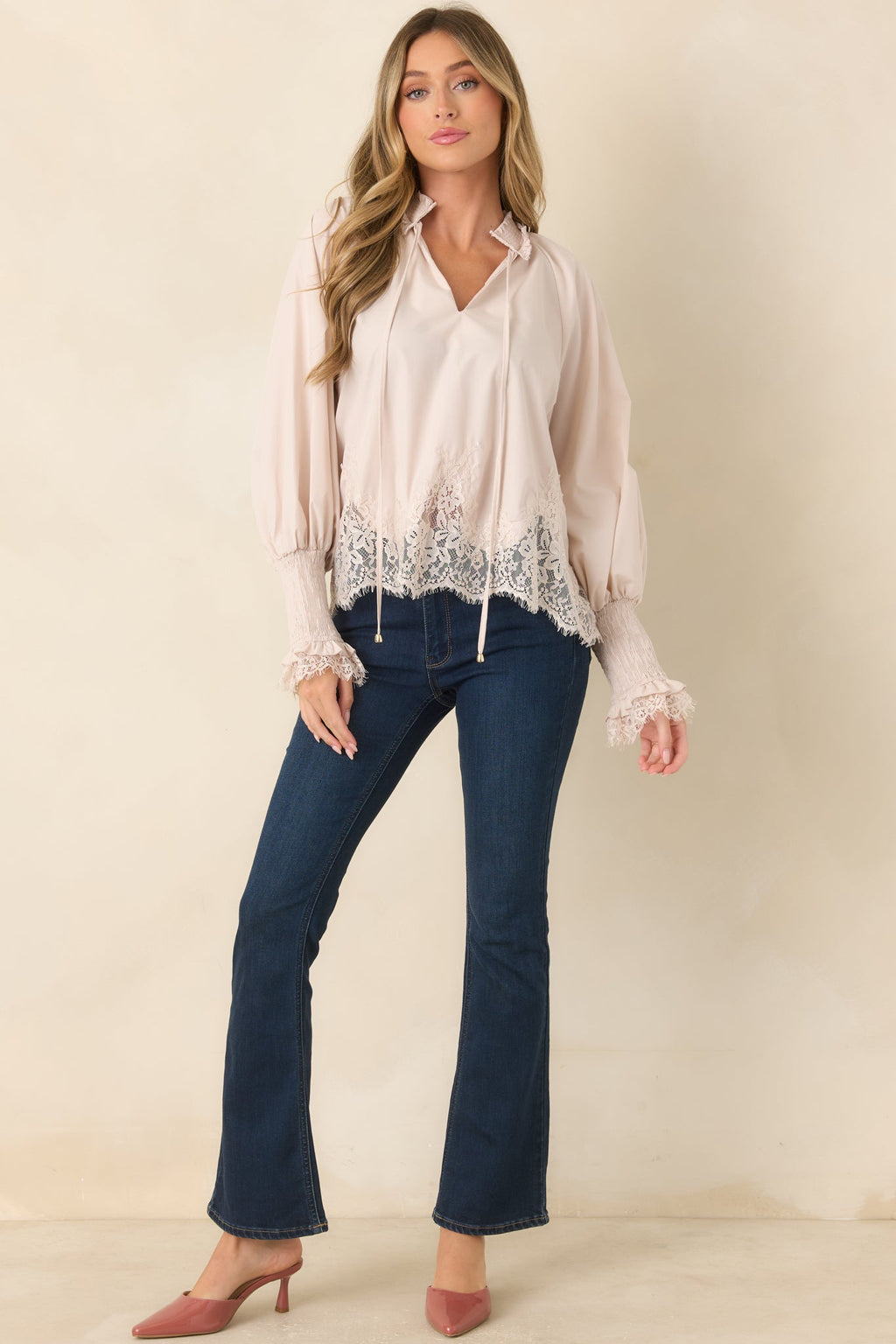 Grace in the Details Pearl Lace Trim Blouse