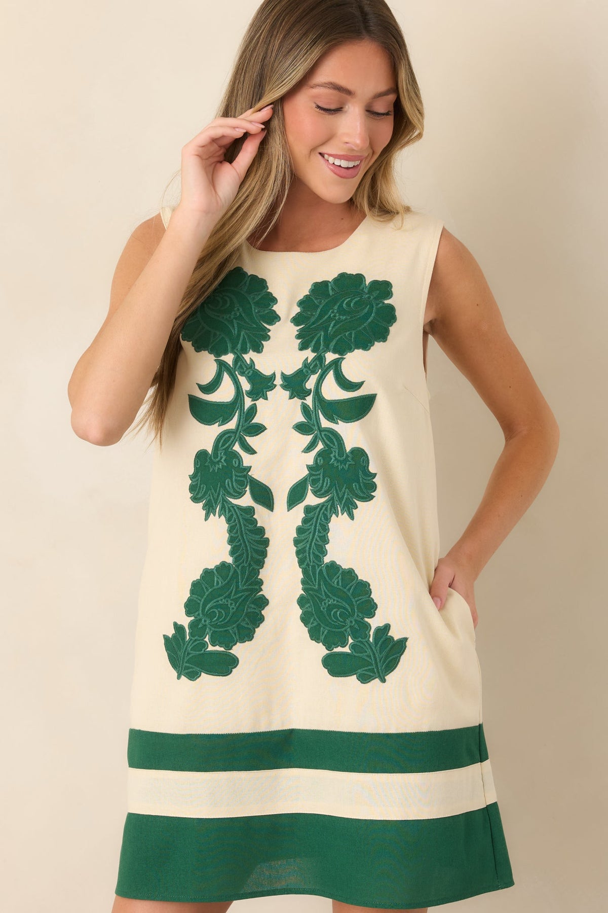 Flourish & Bloom Ivory Floral Embroidered Mini Dress