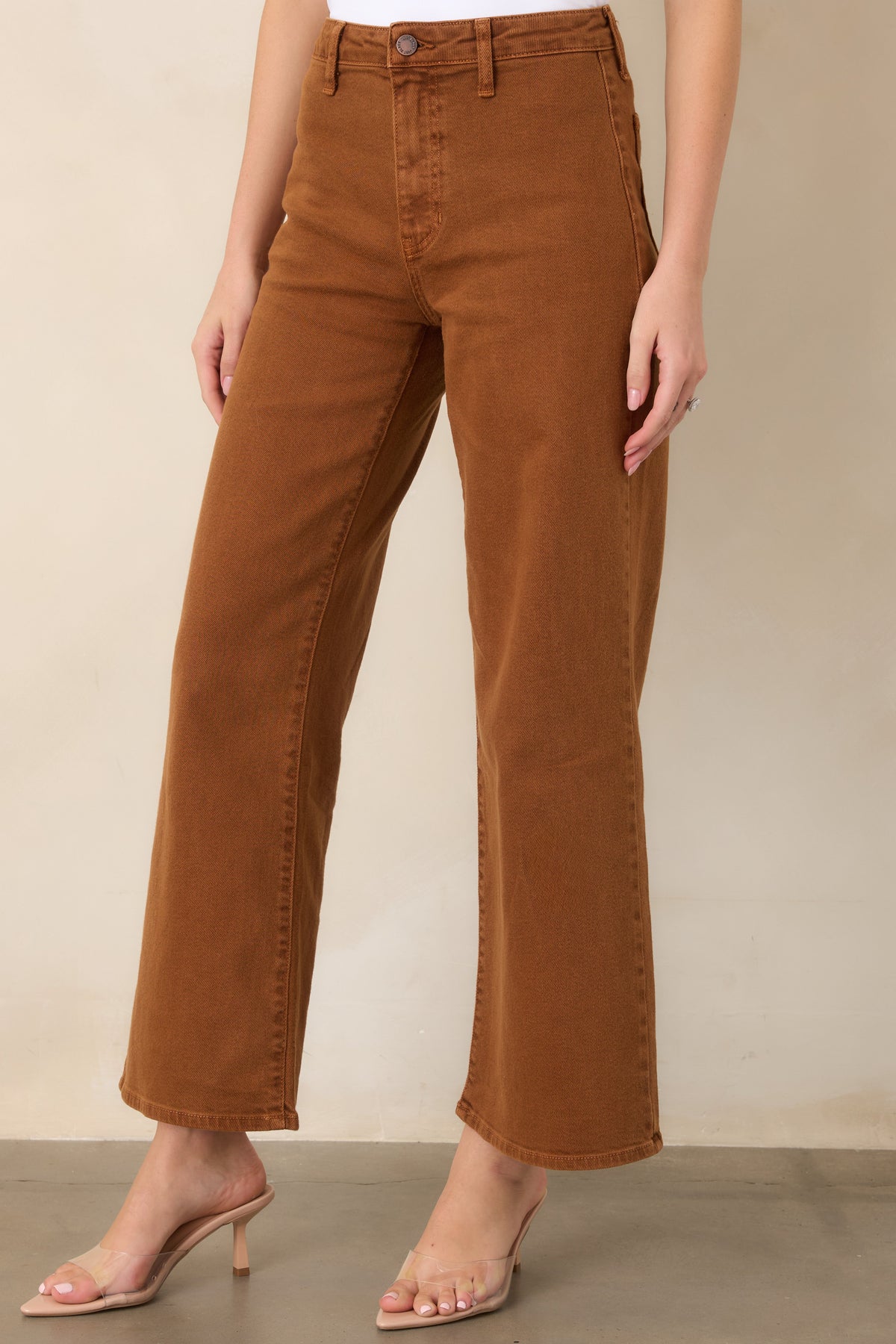 Penny For Your Thoughts Rust High Rise Wide Leg Jeans
