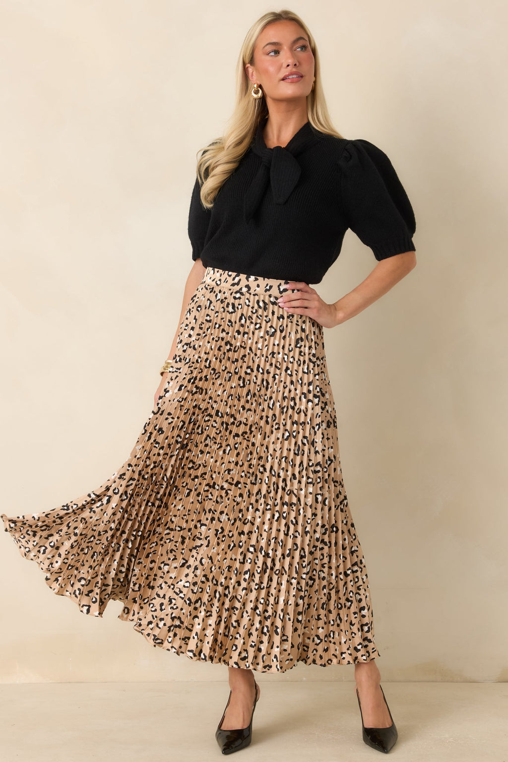 Tied Up Beautifully Black Knit Tie Neck Top
