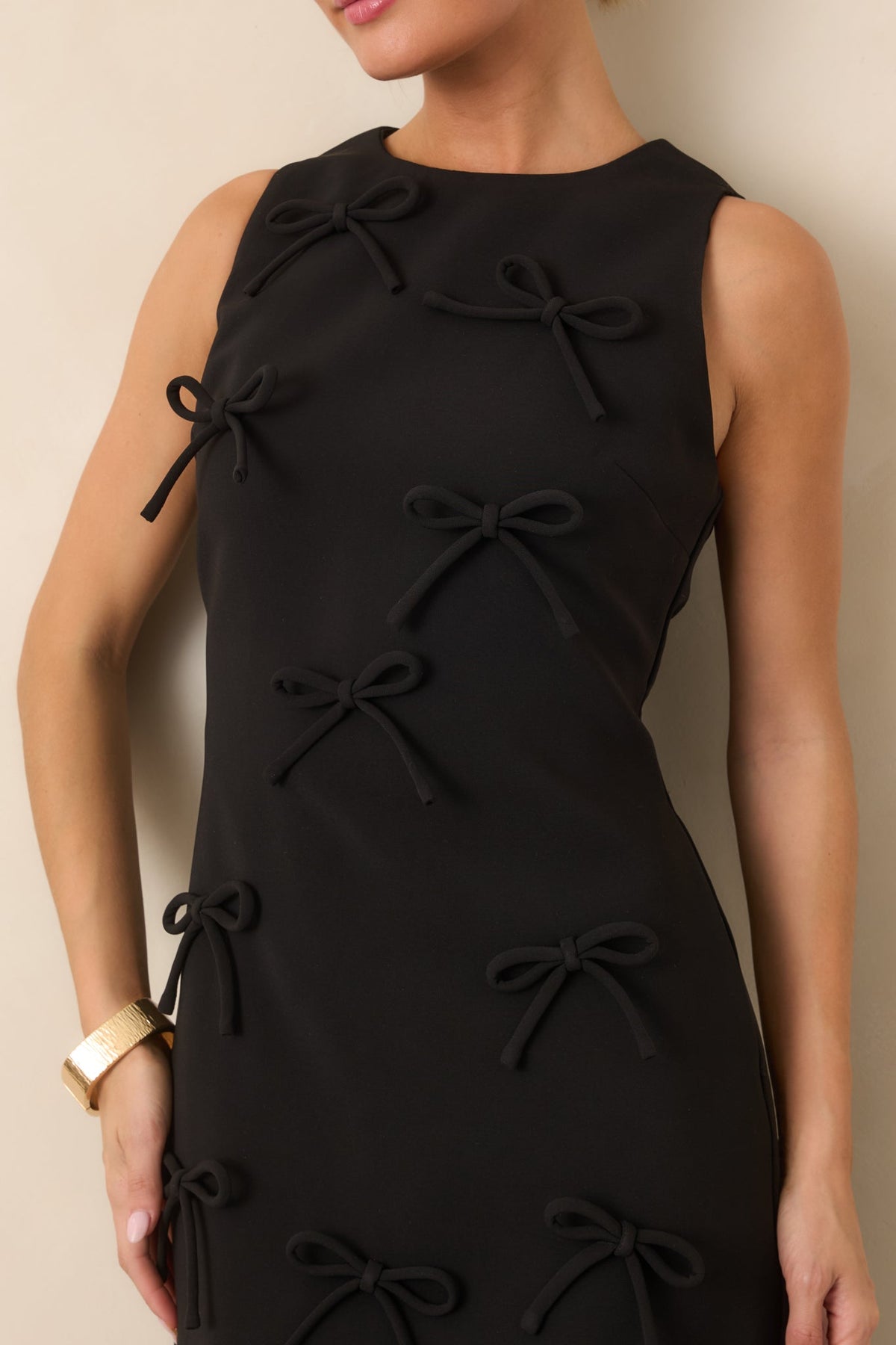Bow to Toe Black Sleeveless Bow Detail Maxi Dress