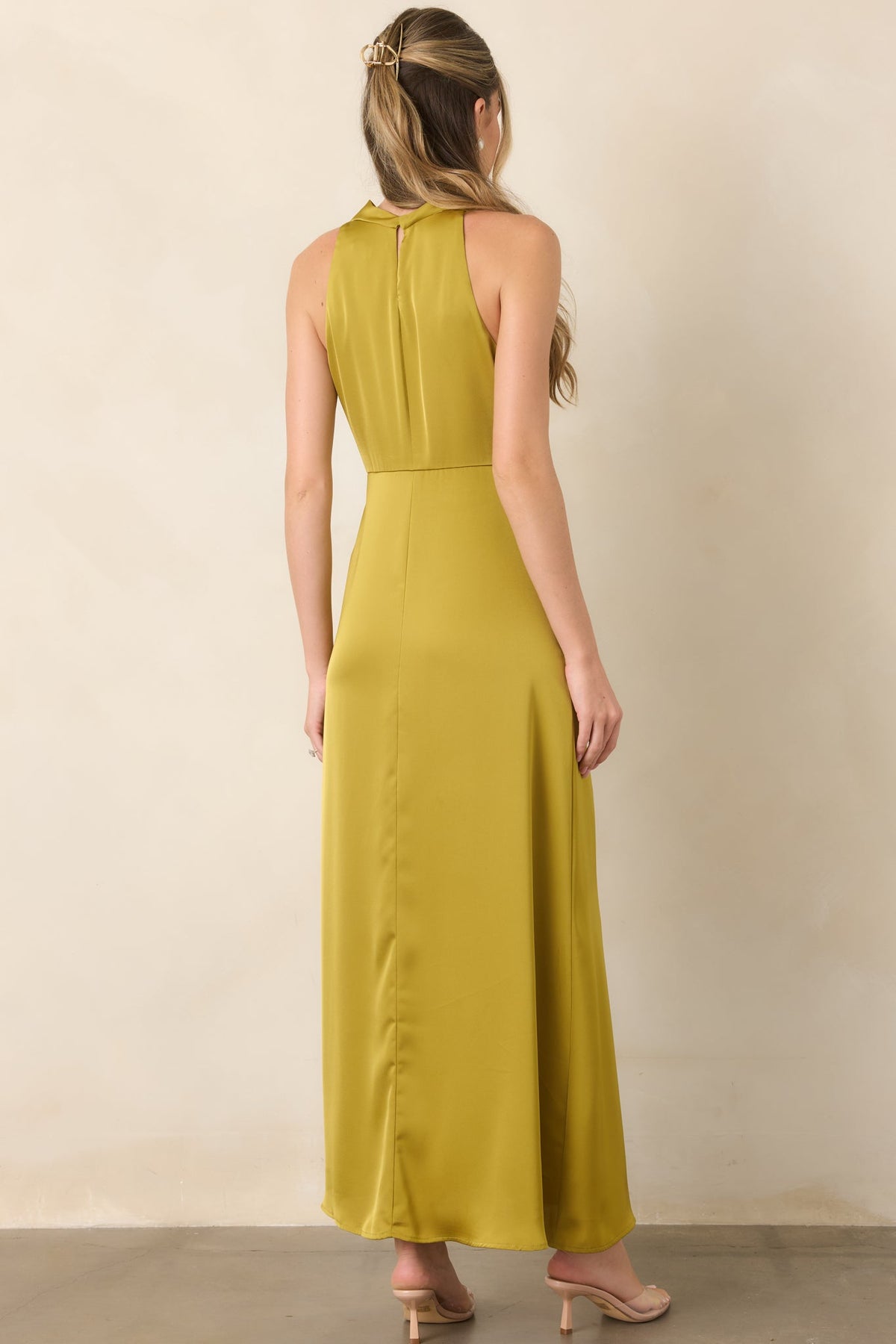 And Then Everything Changed Chartreuse Satin Maxi Dress