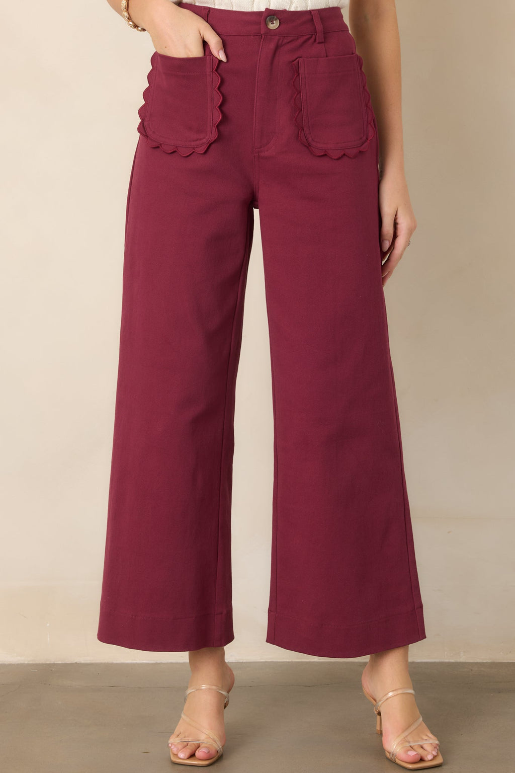 Memories Made Burgundy Cotton Wide Leg Pants