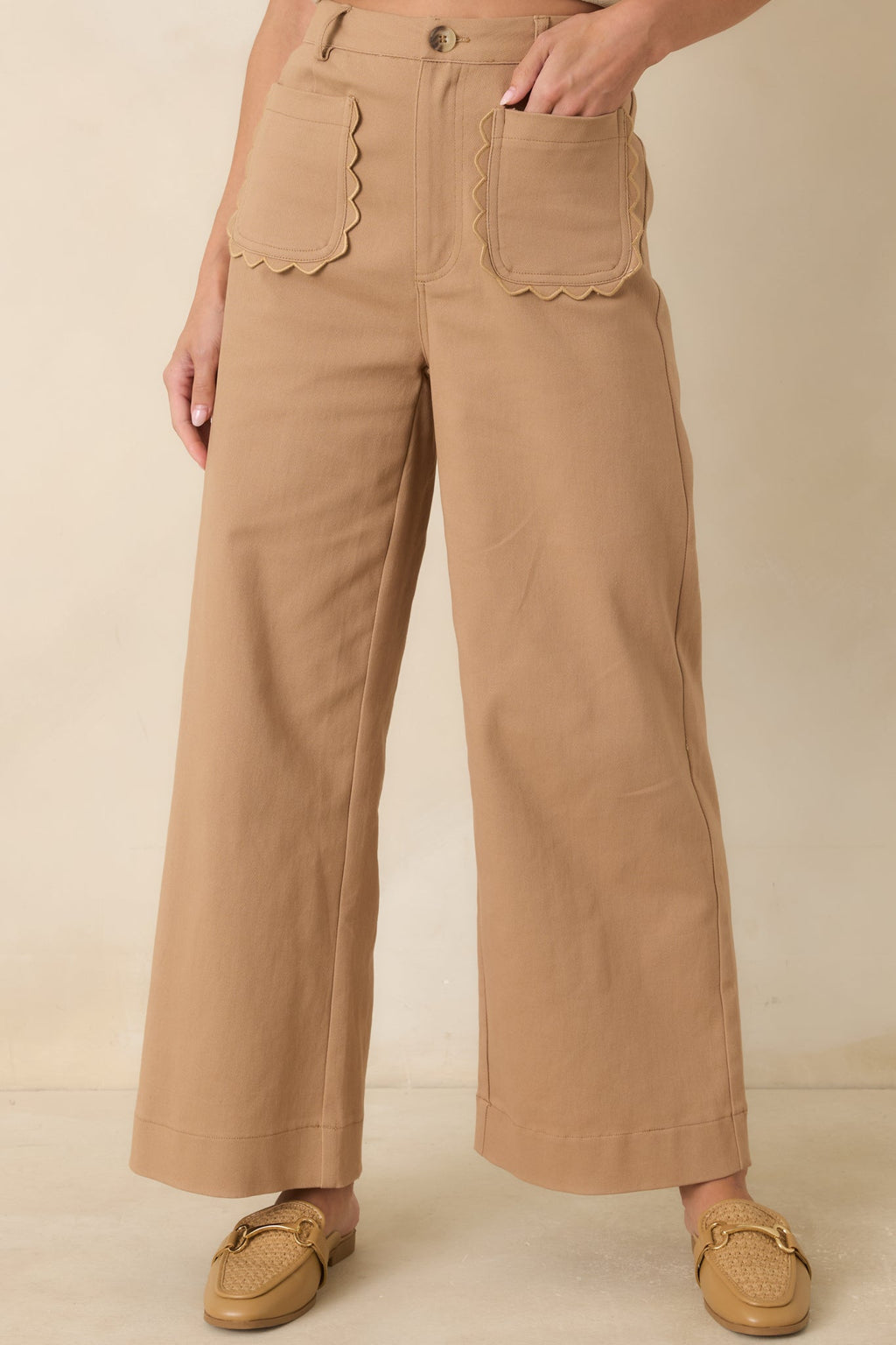 Memories Made Camel Cotton Wide Leg Pants