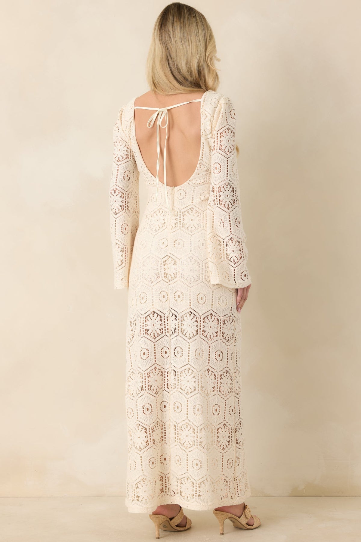 Meant for This Ivory Openwork Lace Long Sleeve Maxi Dress