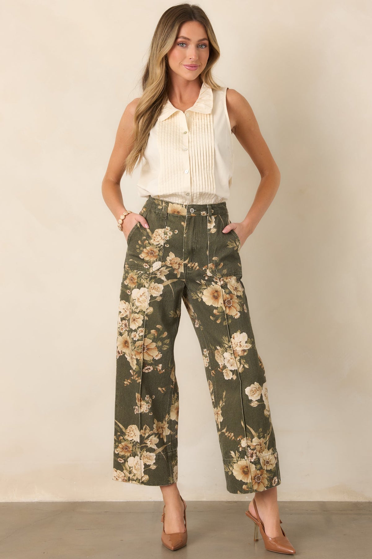 Tailored to Perfection Ecru Pintuck Sleeveless Blouse