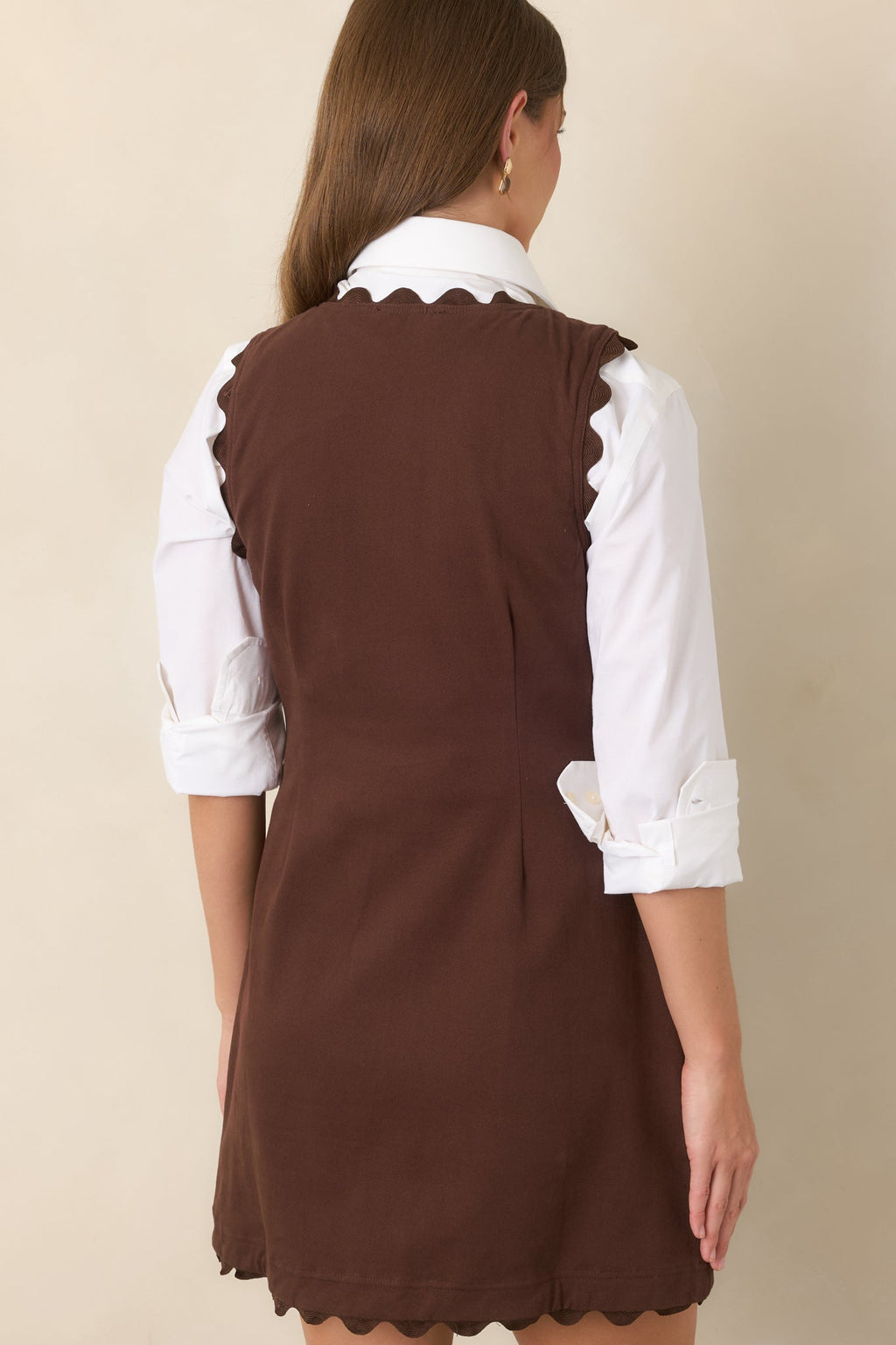 On the Same Wavelength Brown Ric Rac Trim Mini Dress
