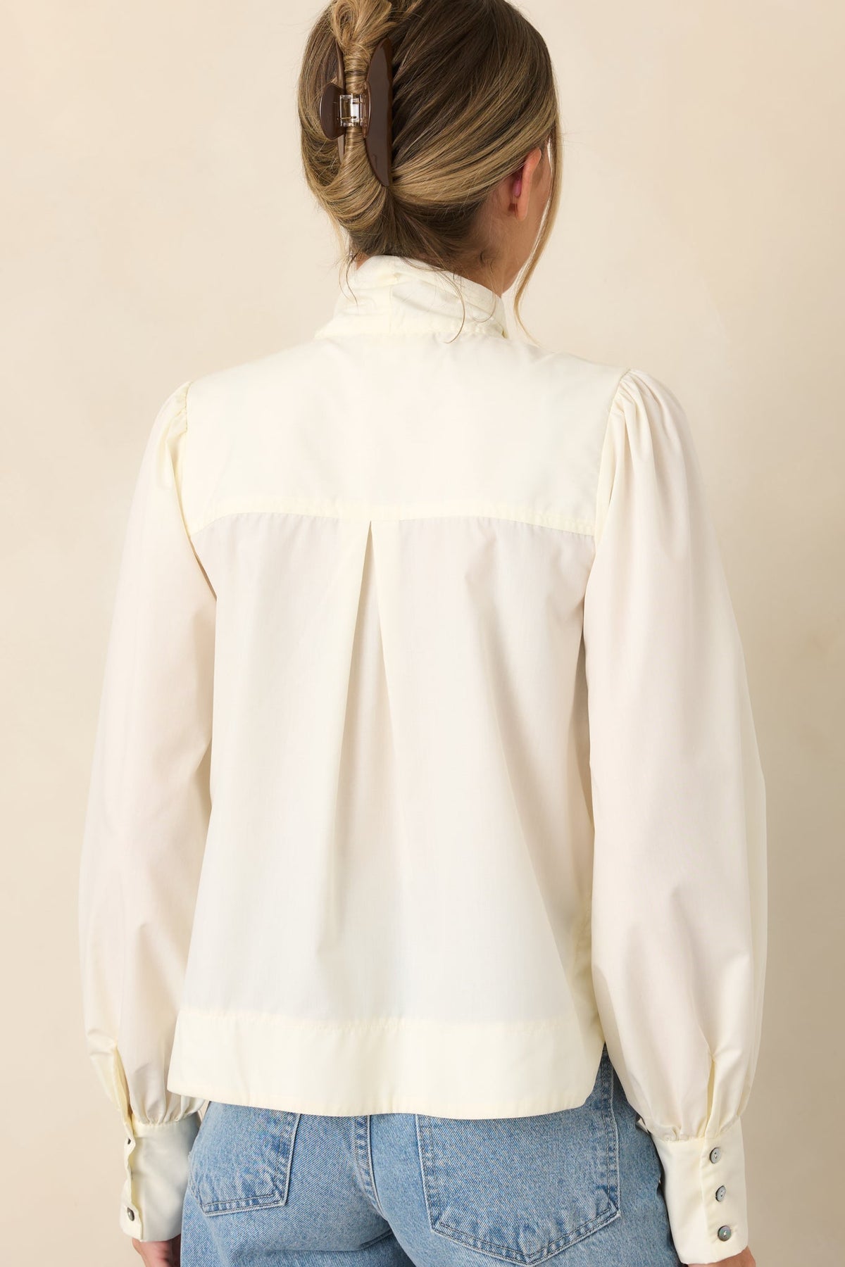 Looking the Part Ivory Tie Neck Blouse