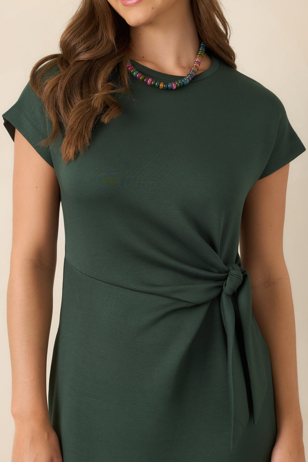 On a Side Note Forest Green Side Tie Maxi Dress