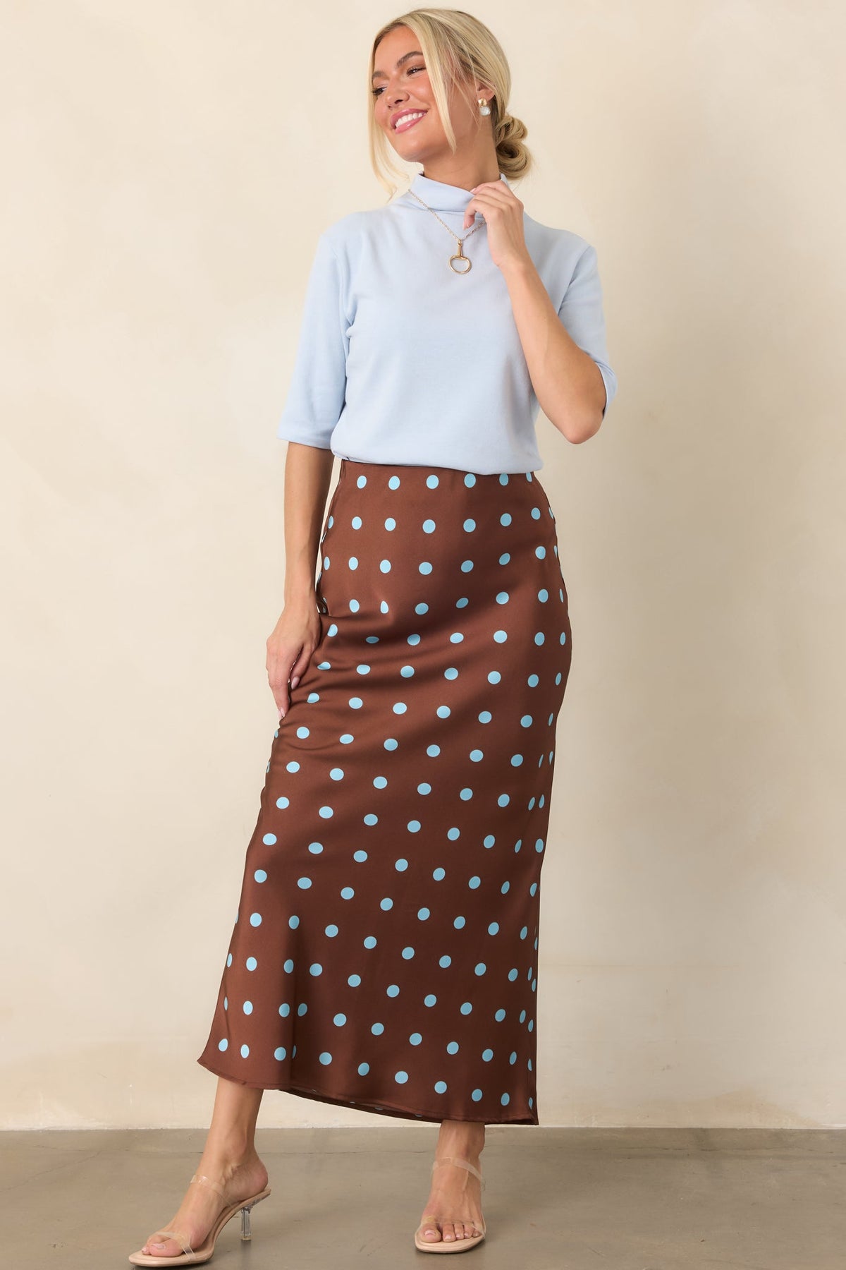 Simply Well Put Light Blue Mock Neck Top