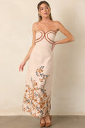 Anna Cate Hayden Ivory Faun Floral Strapless Midi Dress