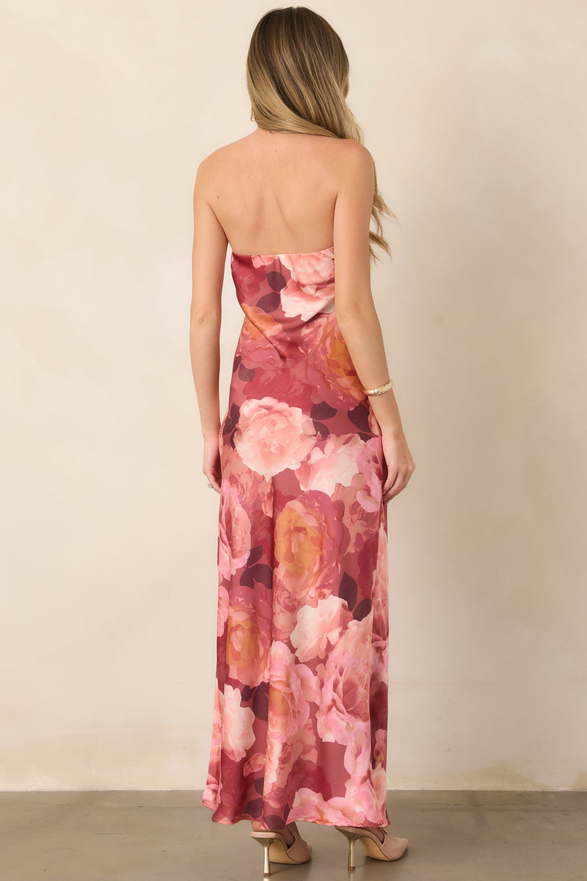 Finding The Way Pink Floral Strapless Maxi Dress