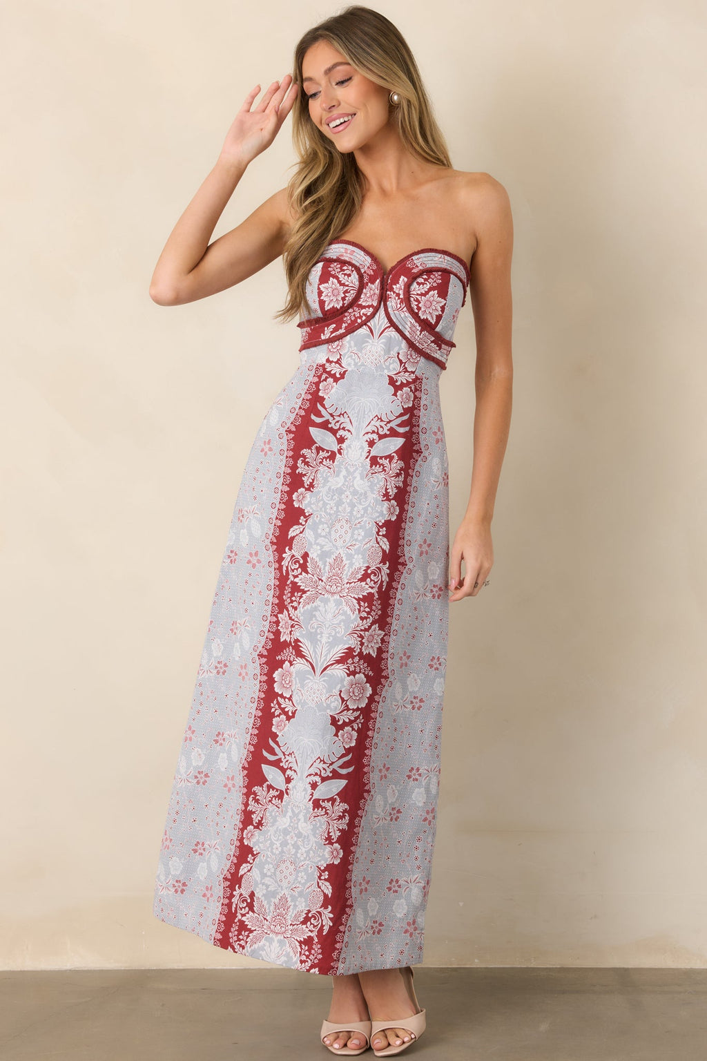 Anna Cate Hayden Frost Floral Strapless Midi Dress