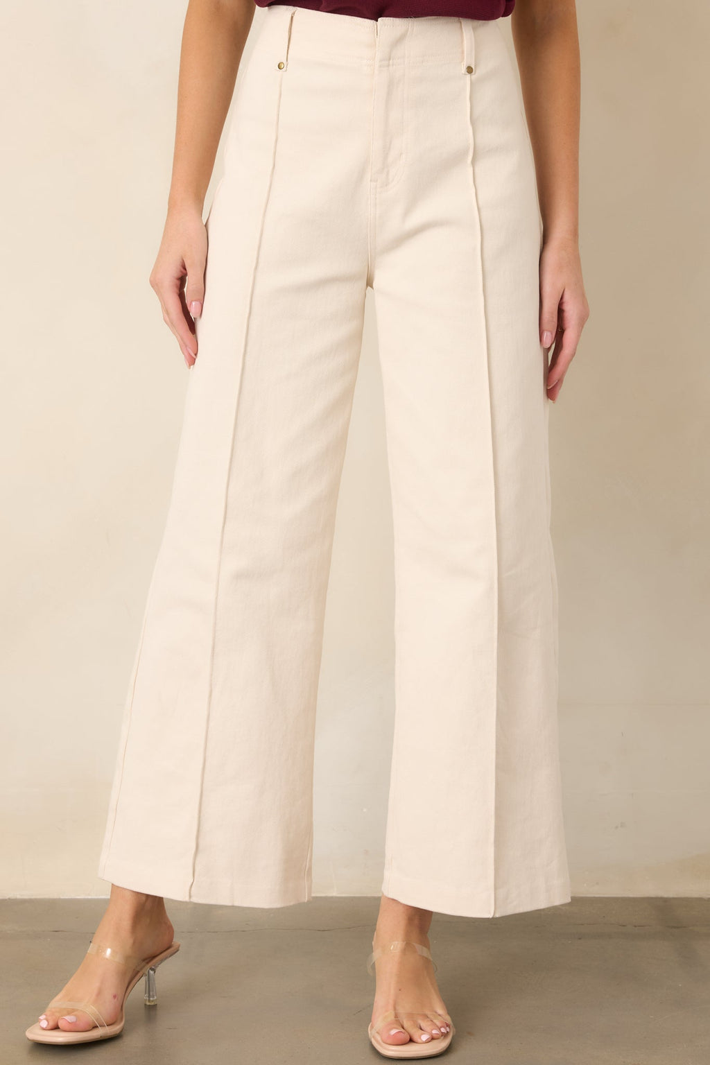 Business & Pleasure Ivory Cotton Wide Leg Cropped Pants