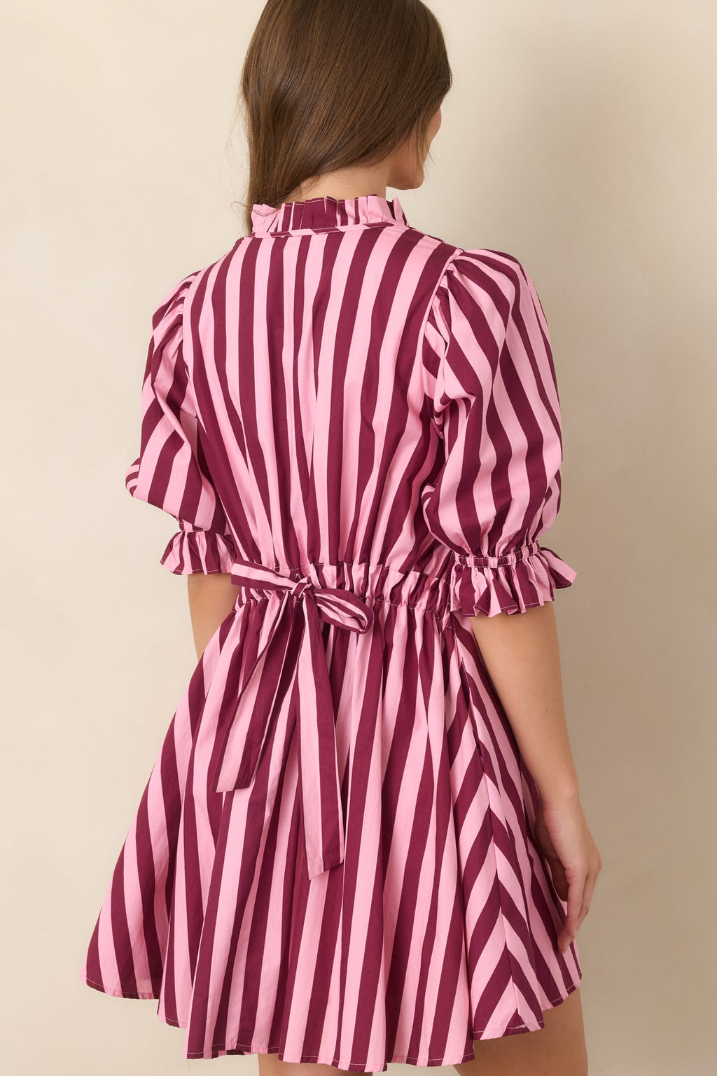 Here's the Plan Pink & Wine Stripe Cotton Mini Shift Dress