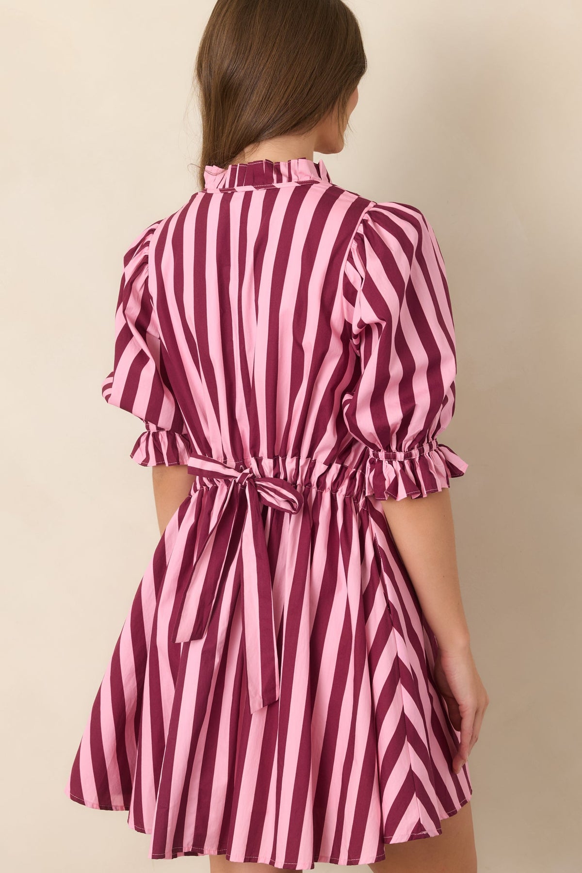 Here's the Plan Pink & Wine Stripe Cotton Mini Shift Dress