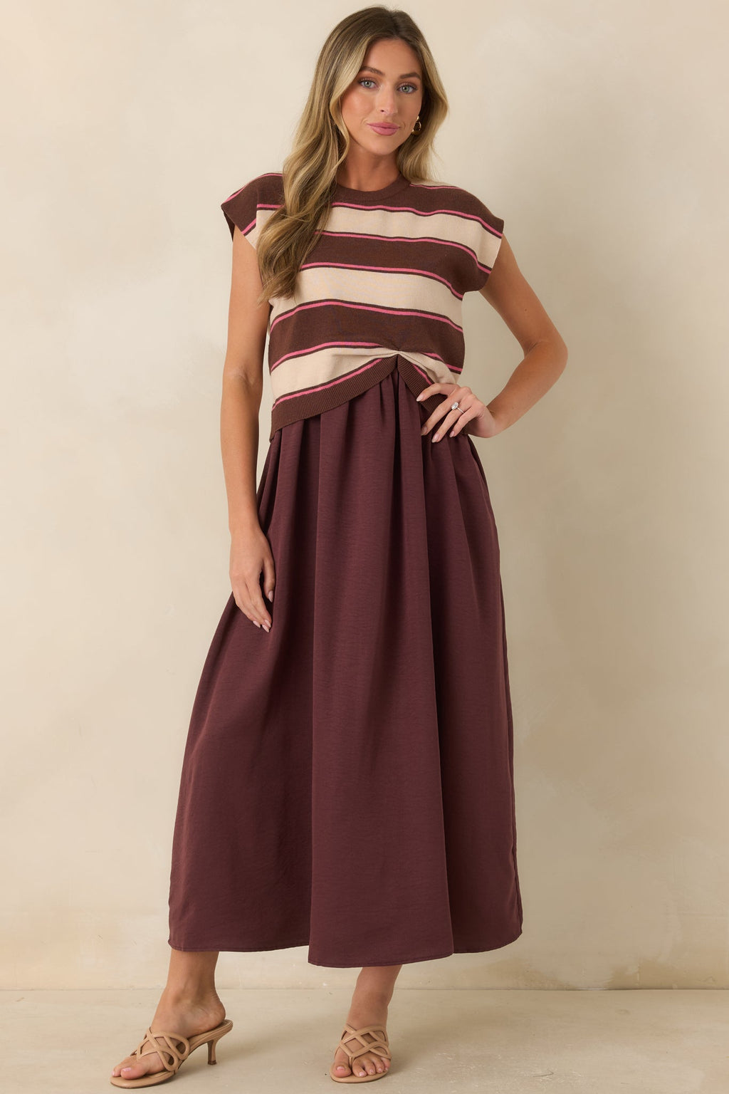 One More Chapter Cocoa Berry Layered Maxi Dress