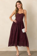 All the Romance Plum Eyelet Scallop Midi Dress